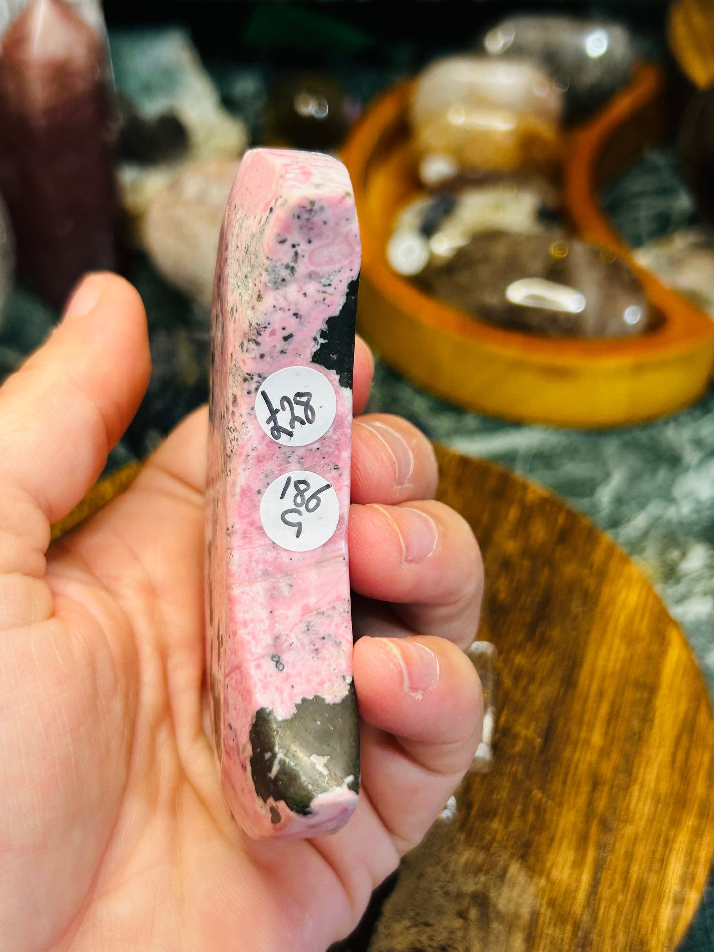 Peruvian Rhodonite moon - no stand