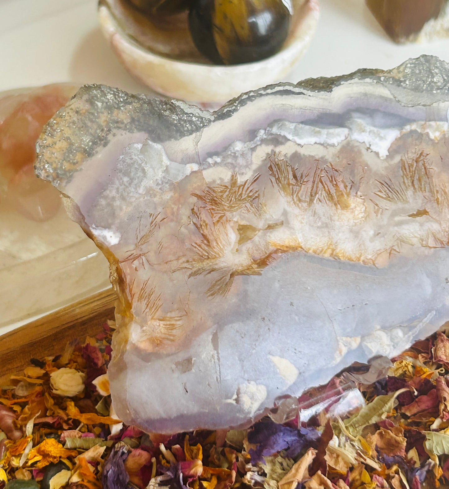 Fluorite with pyrite slab