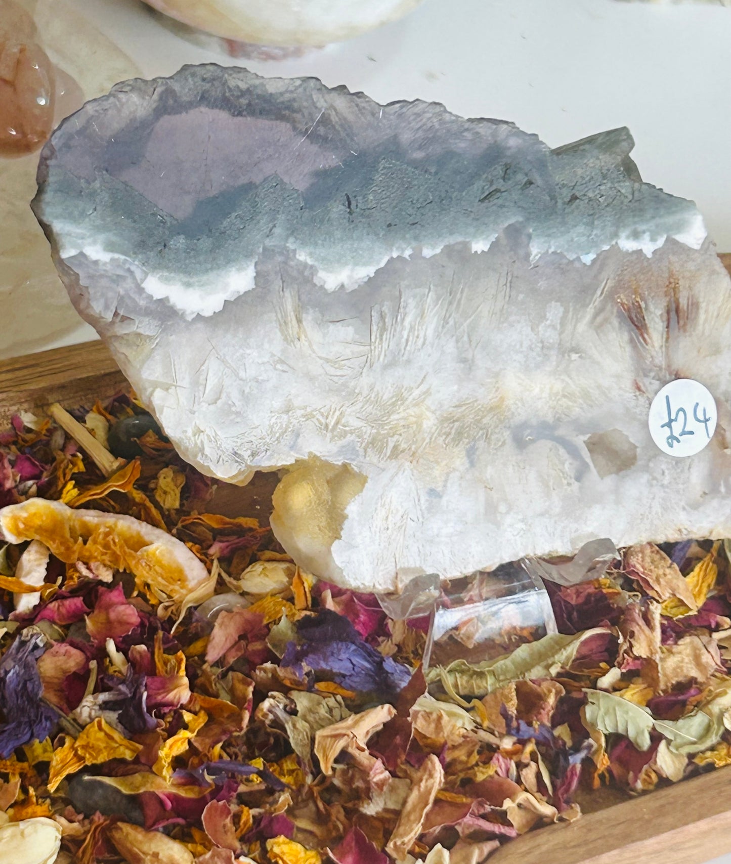 Rutile fluorite with pyrite slab