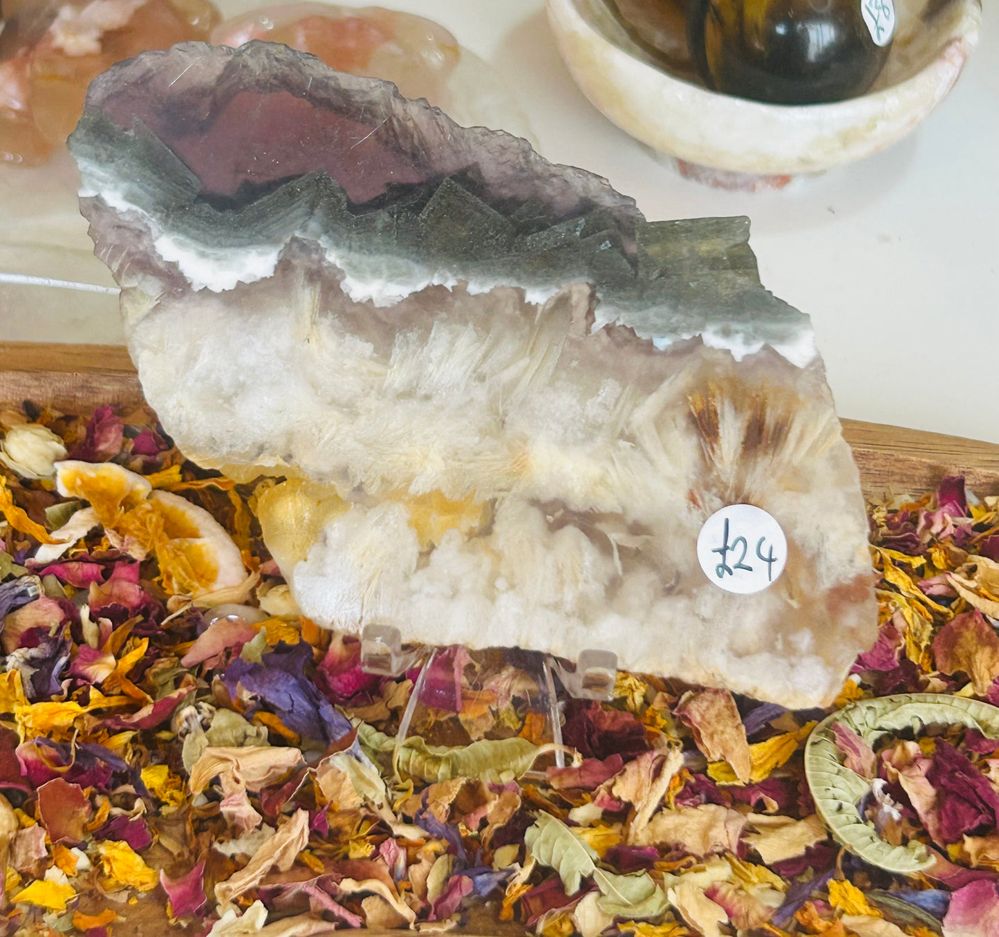 Rutile fluorite with pyrite slab