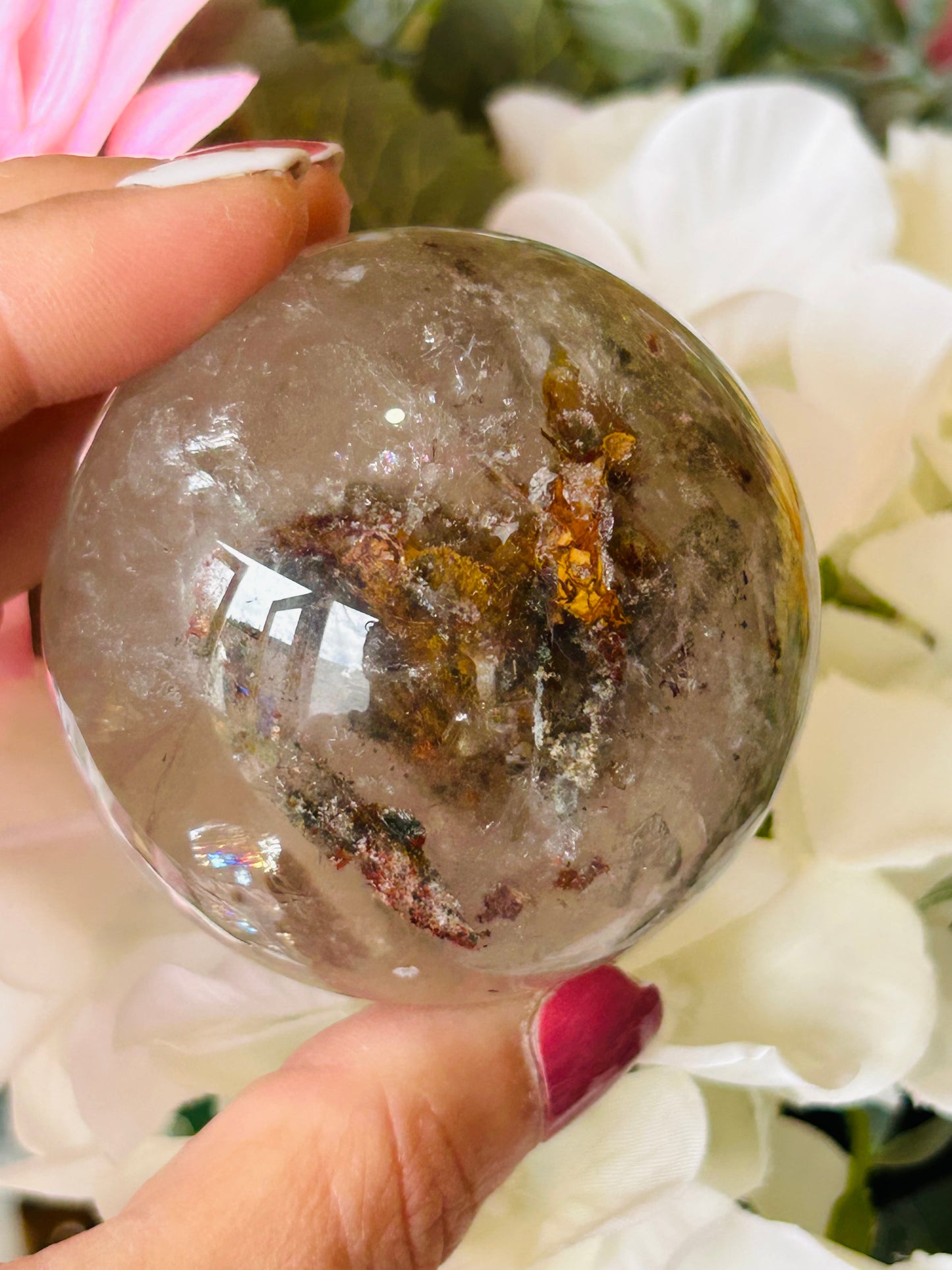 Garden quartz sphere
