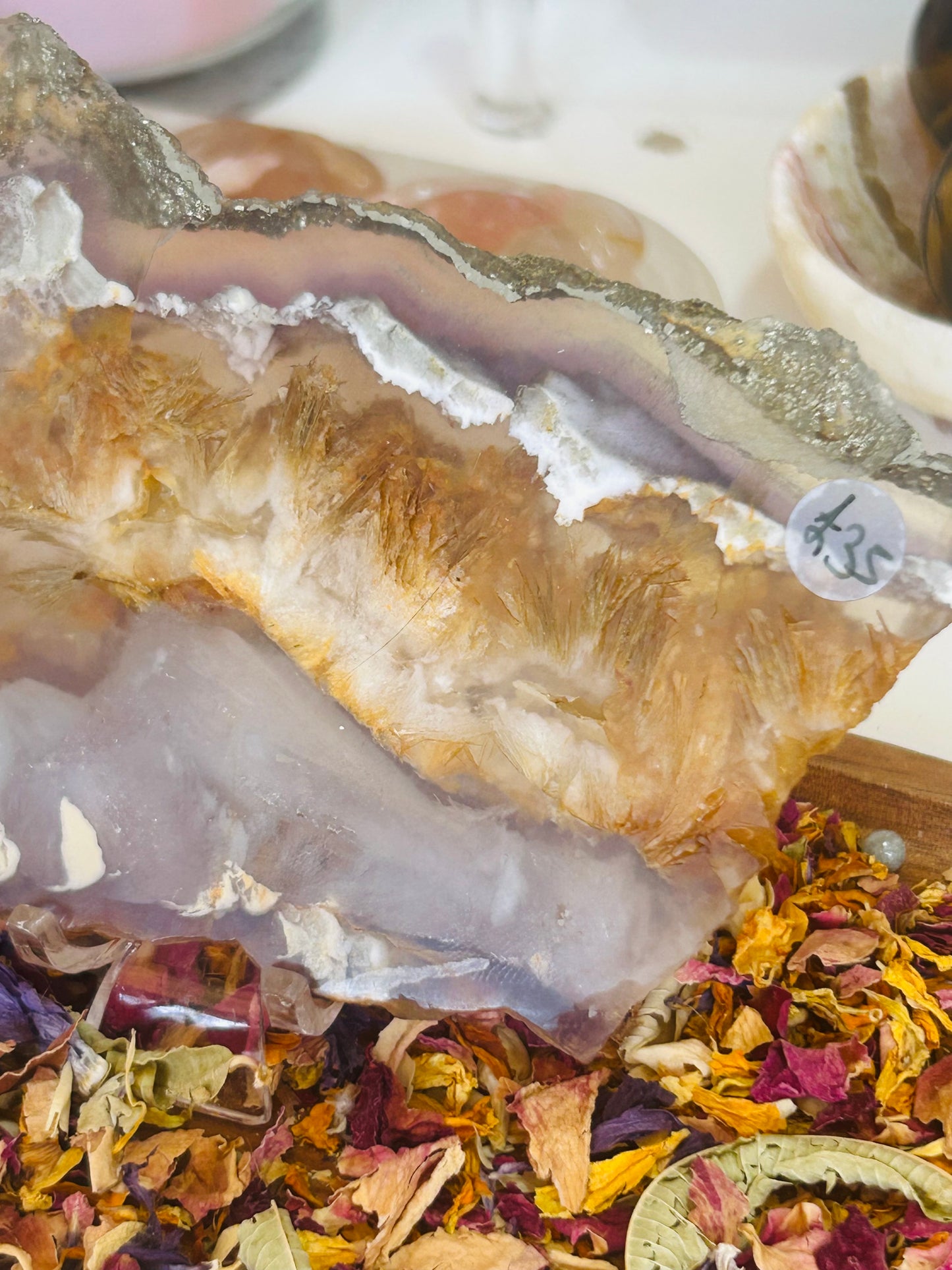 Fluorite with pyrite slab