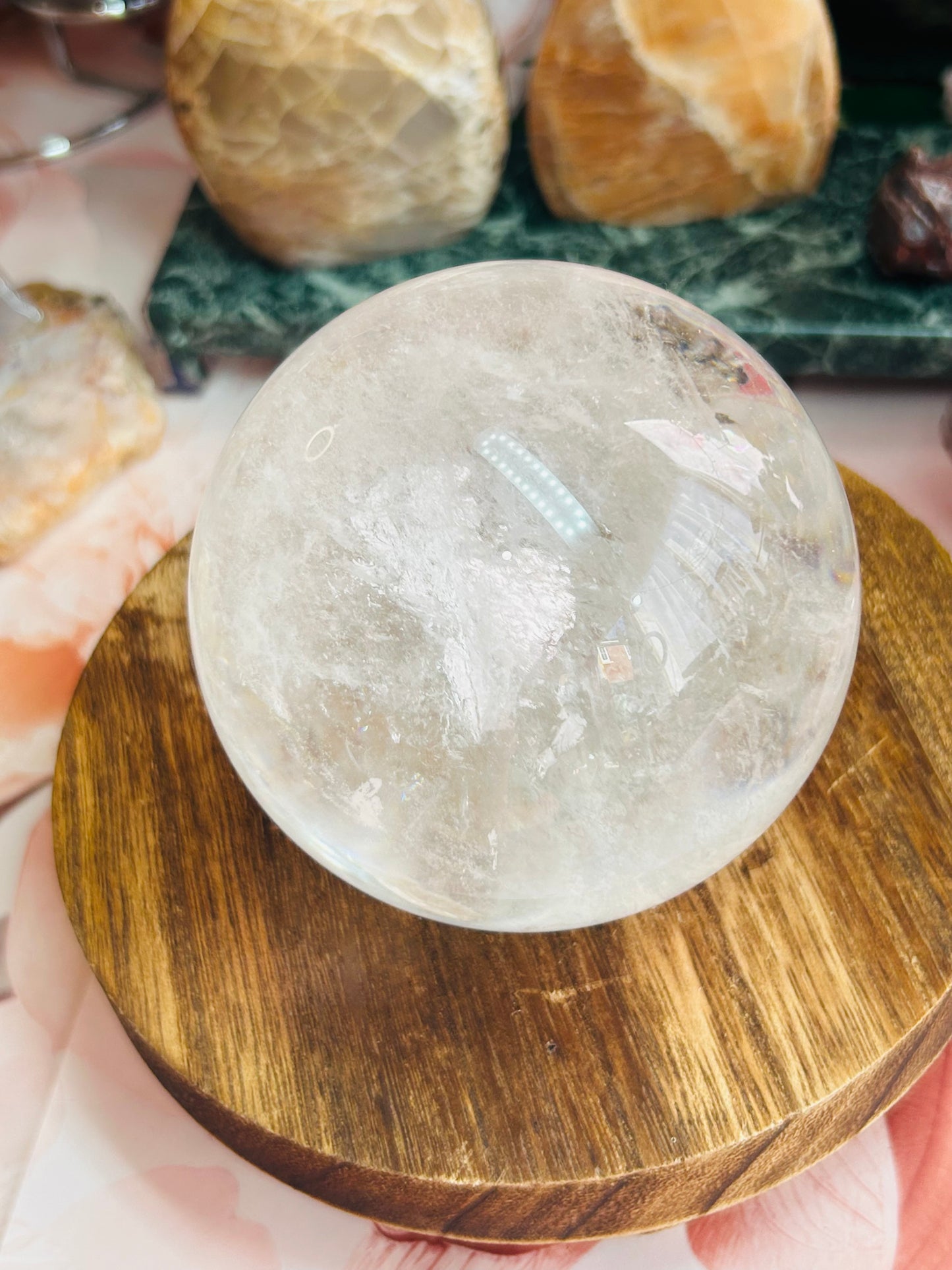 Clear quartz sphere