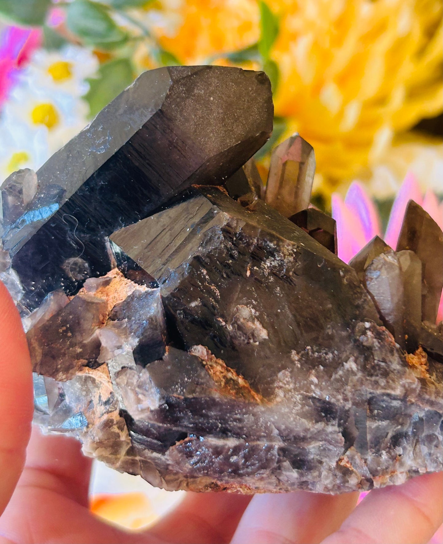 Raw smoky quartz cluster