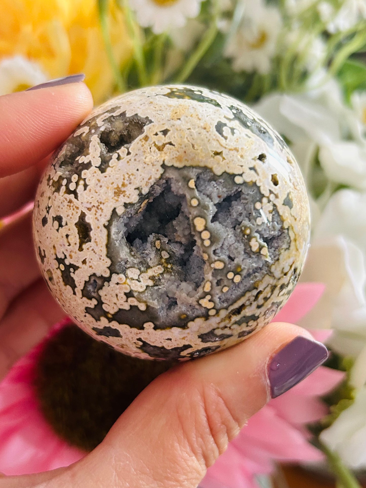 Ocean jasper druzy sphere