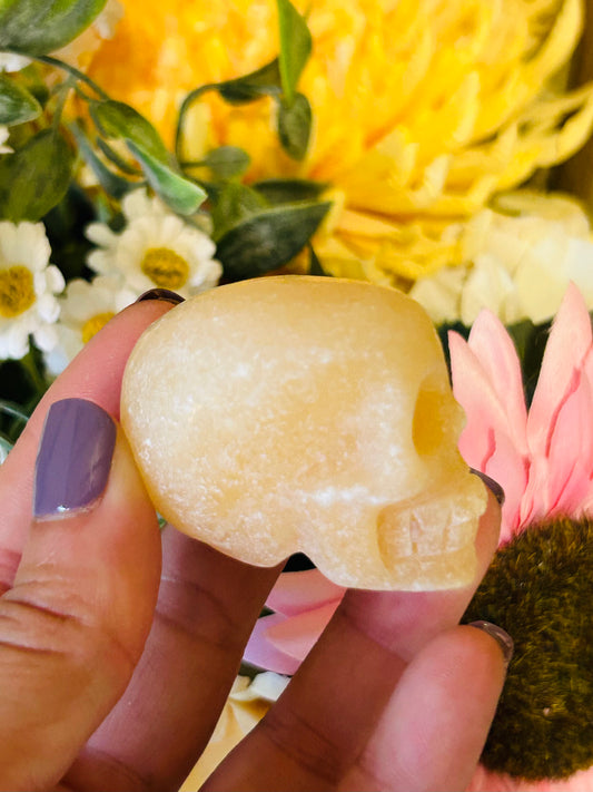Orange calcite mini skull