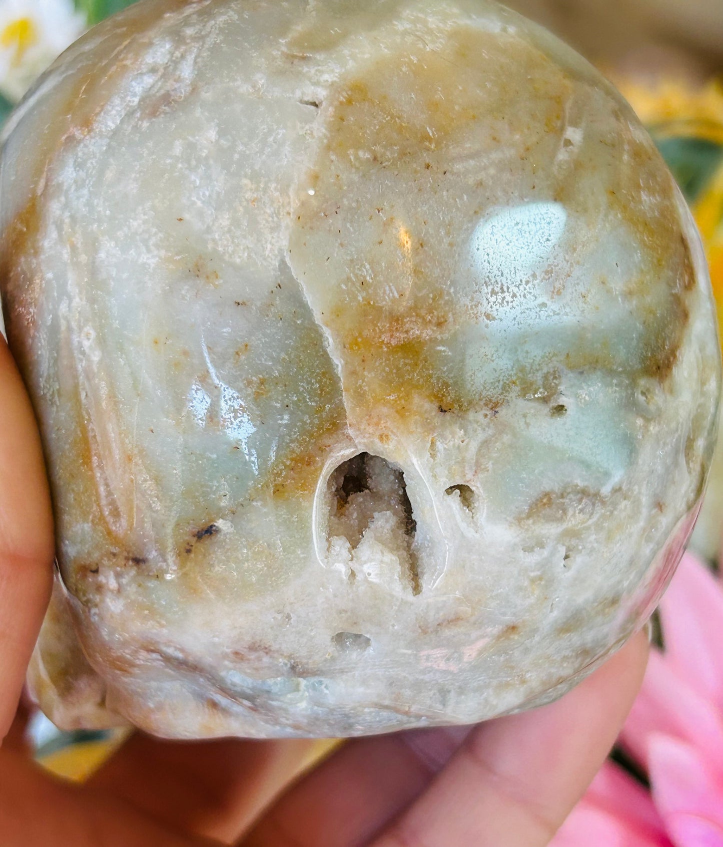 Caribbean calcite druzy skull