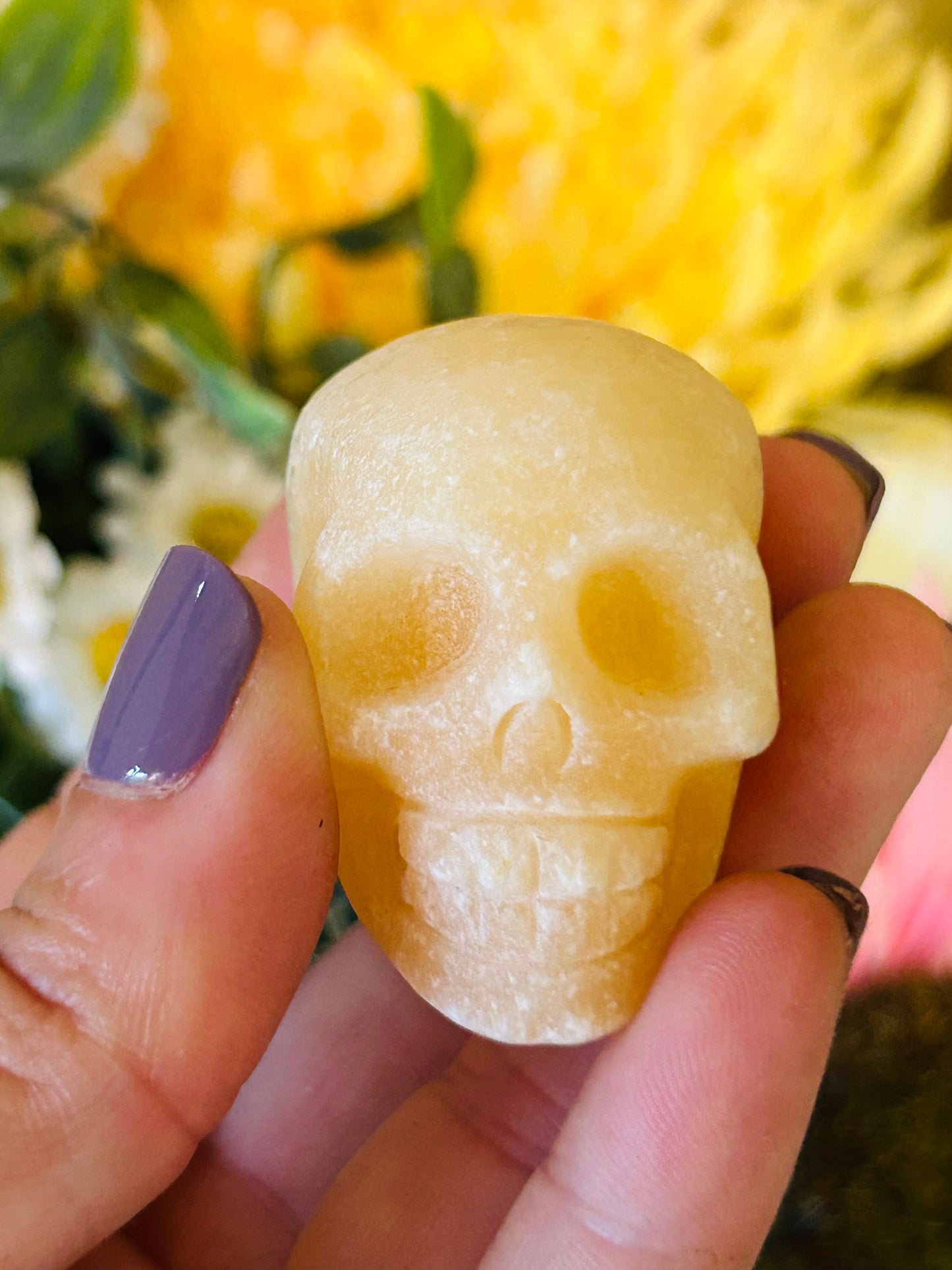 Orange calcite mini skull