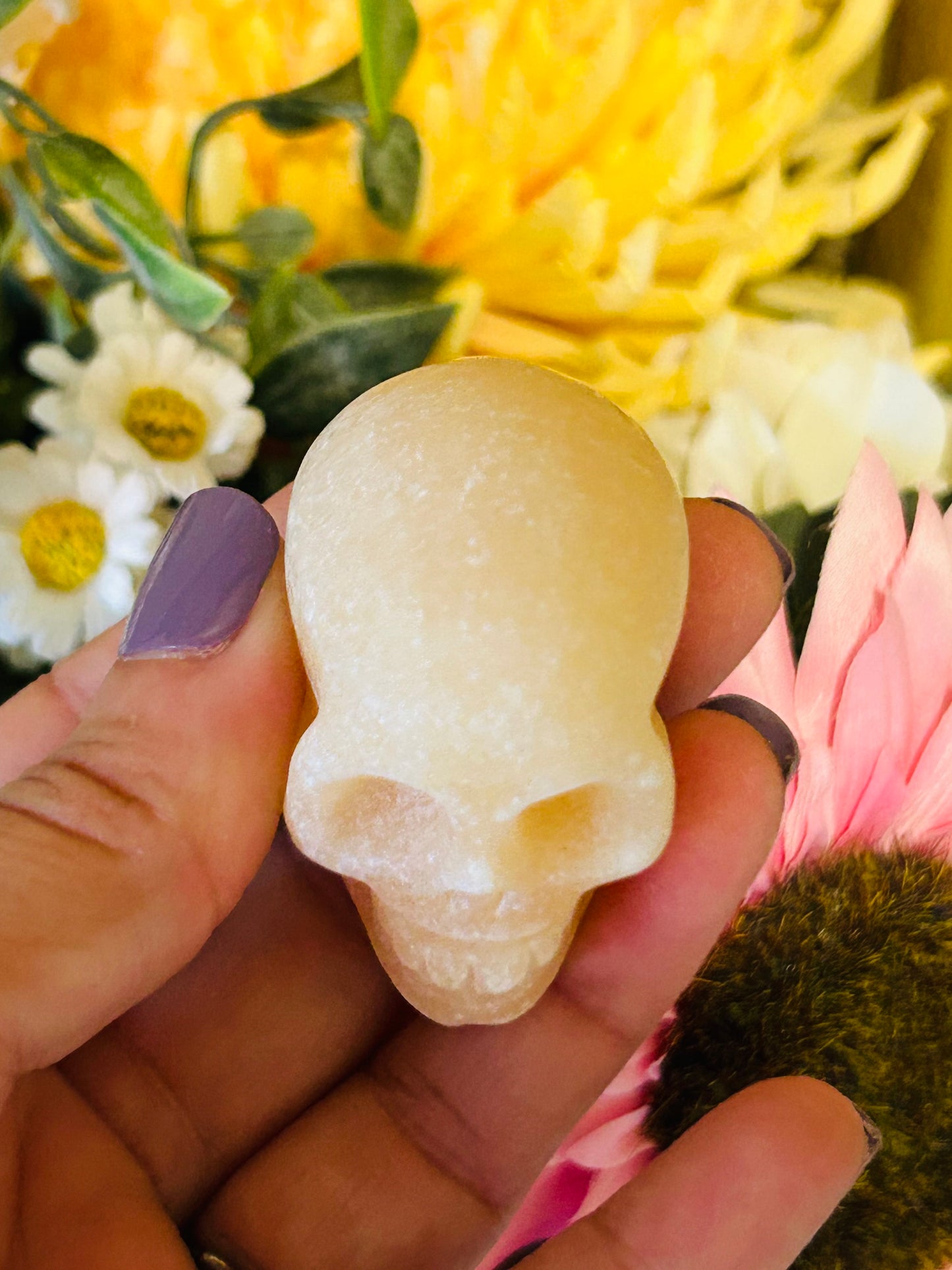 Orange calcite mini skull