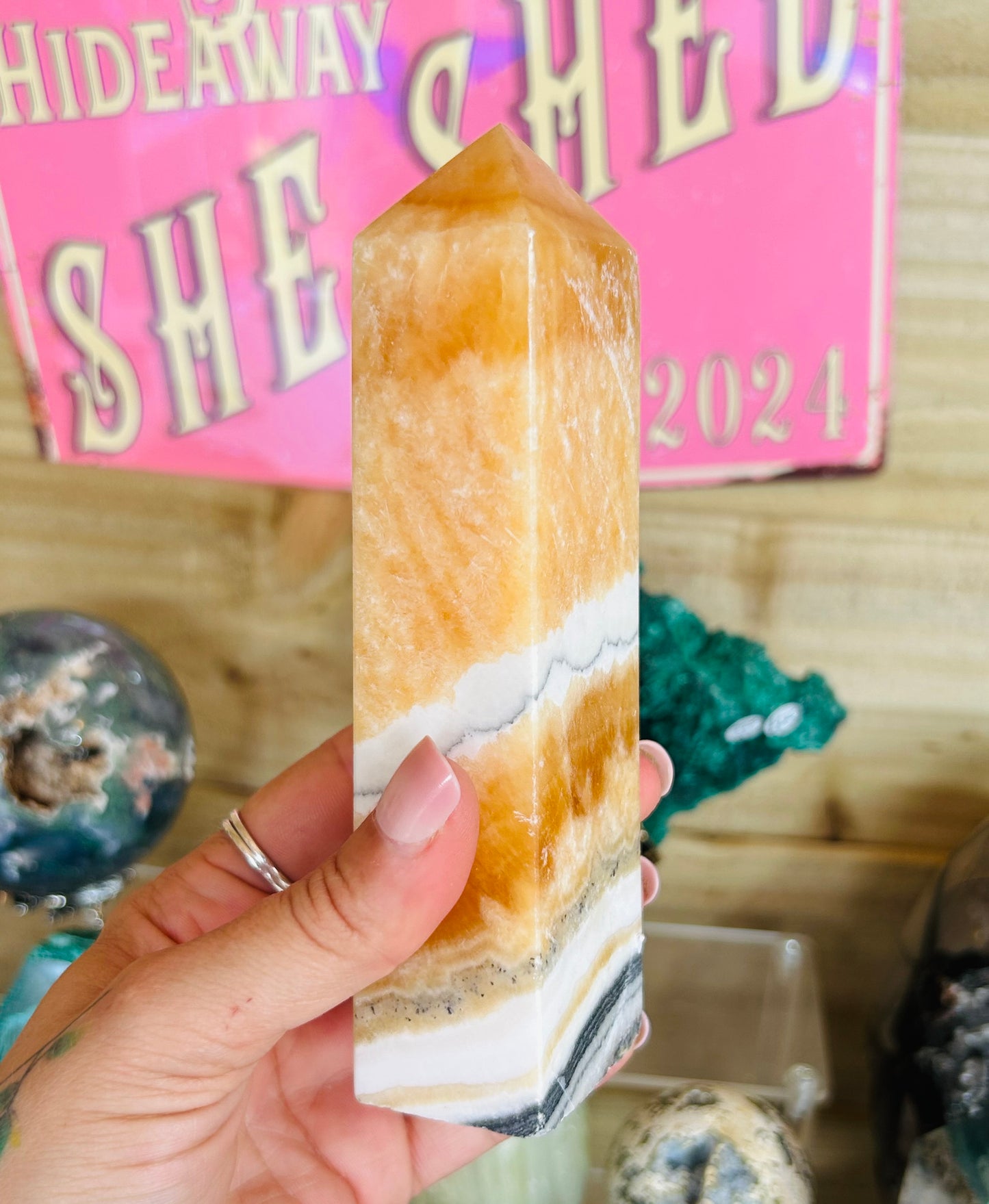 Orange calcite tower