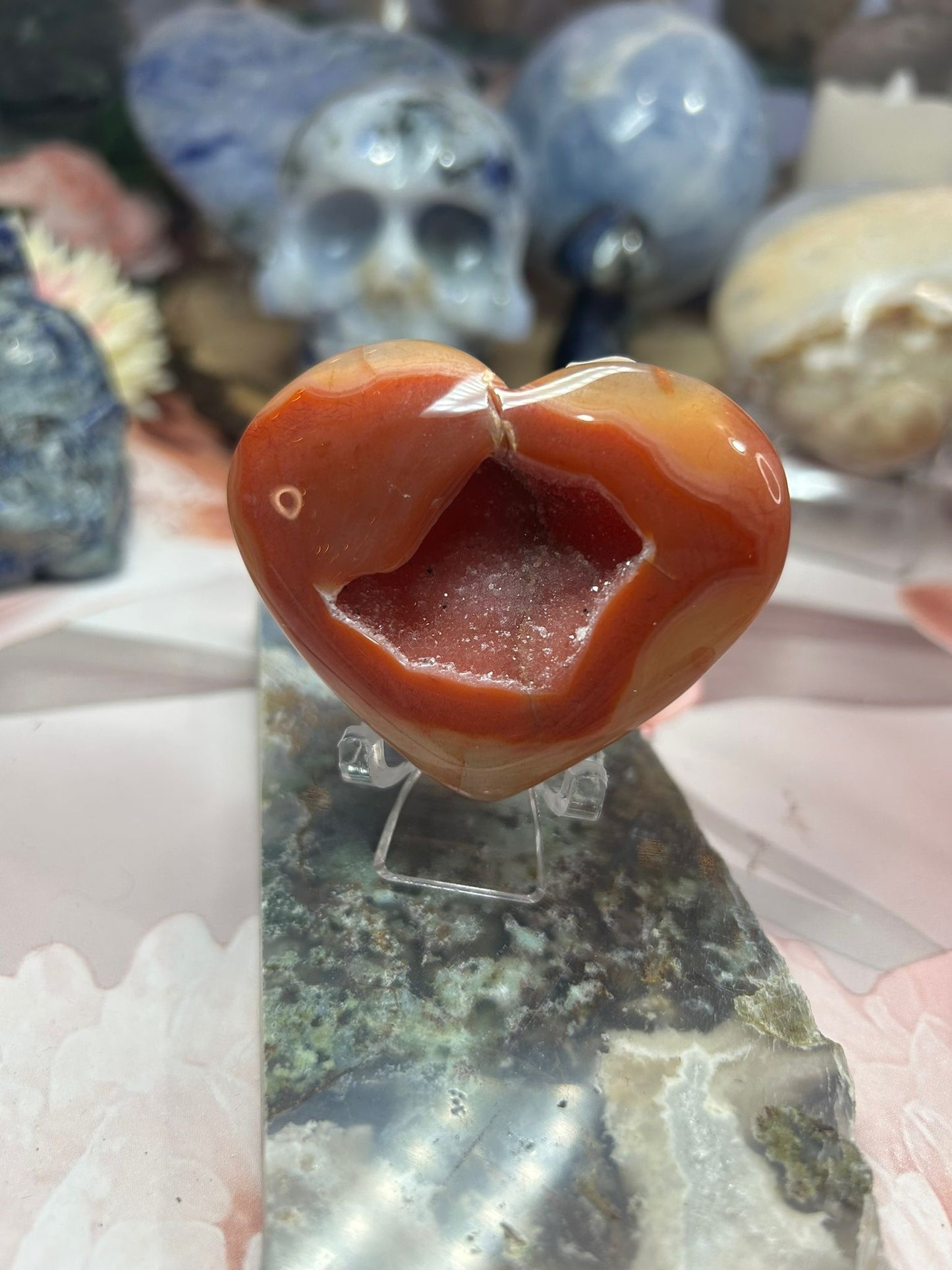 Carnelian druzy heart