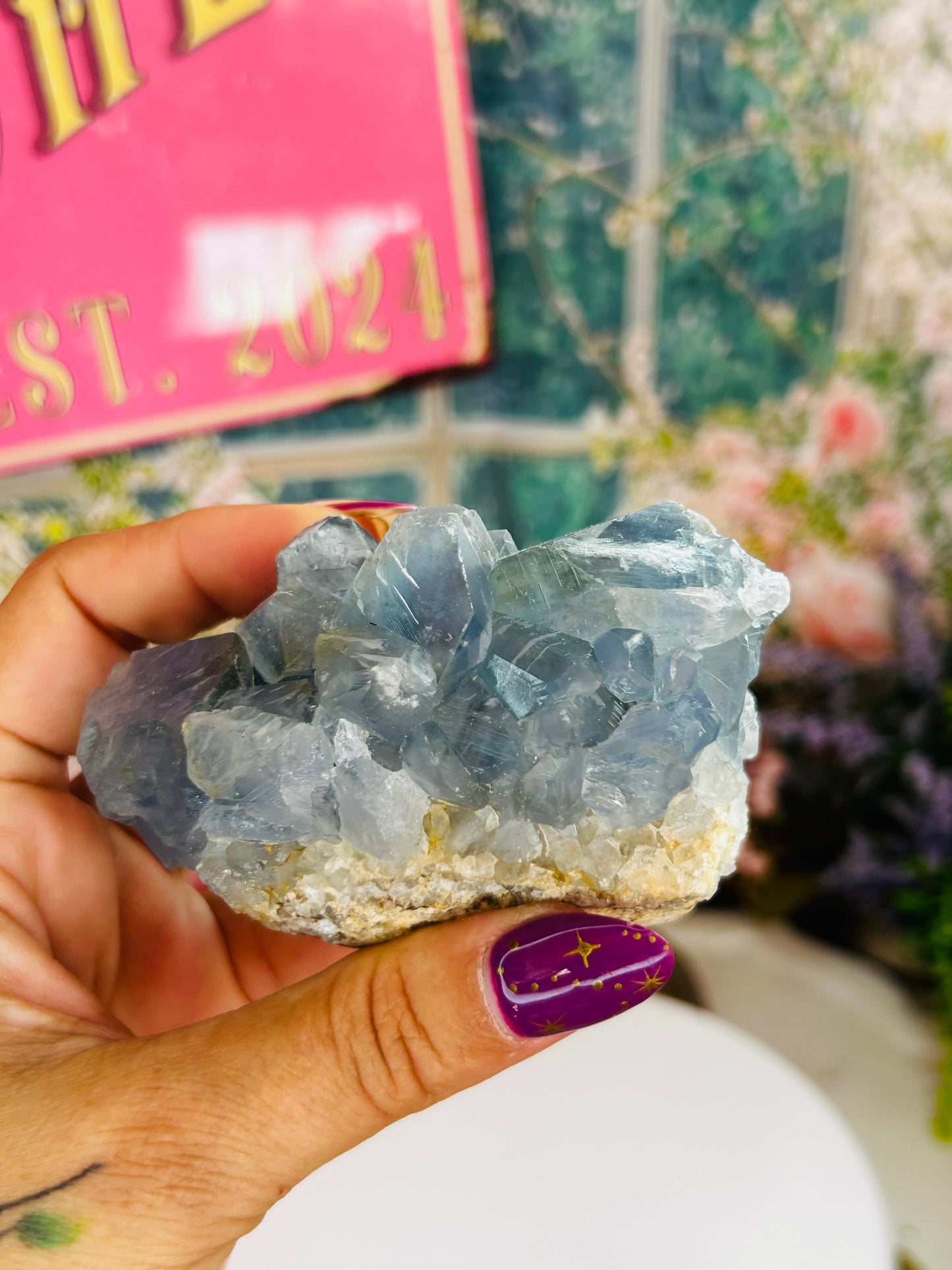 Blue celestite raw