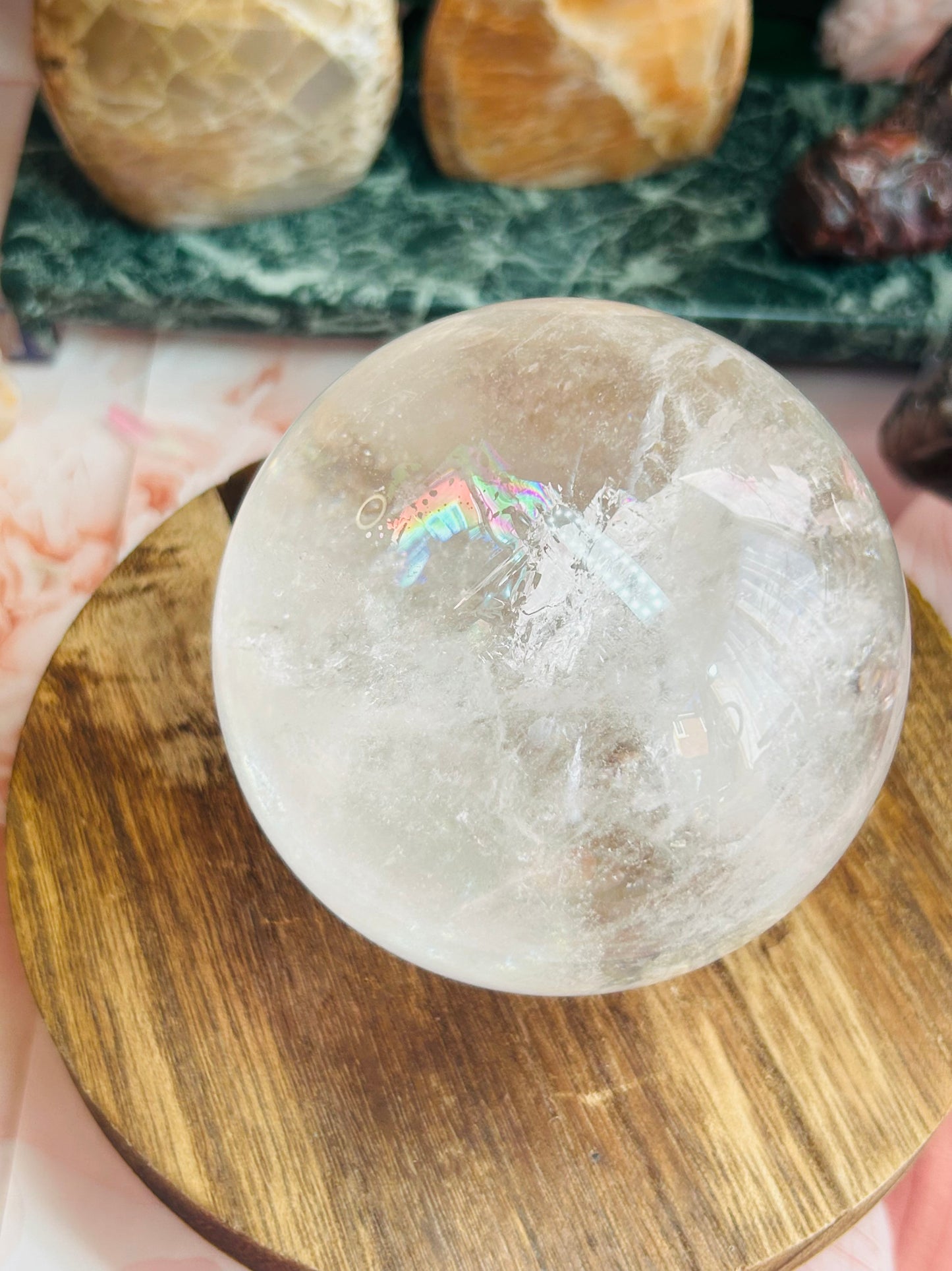 Clear quartz sphere