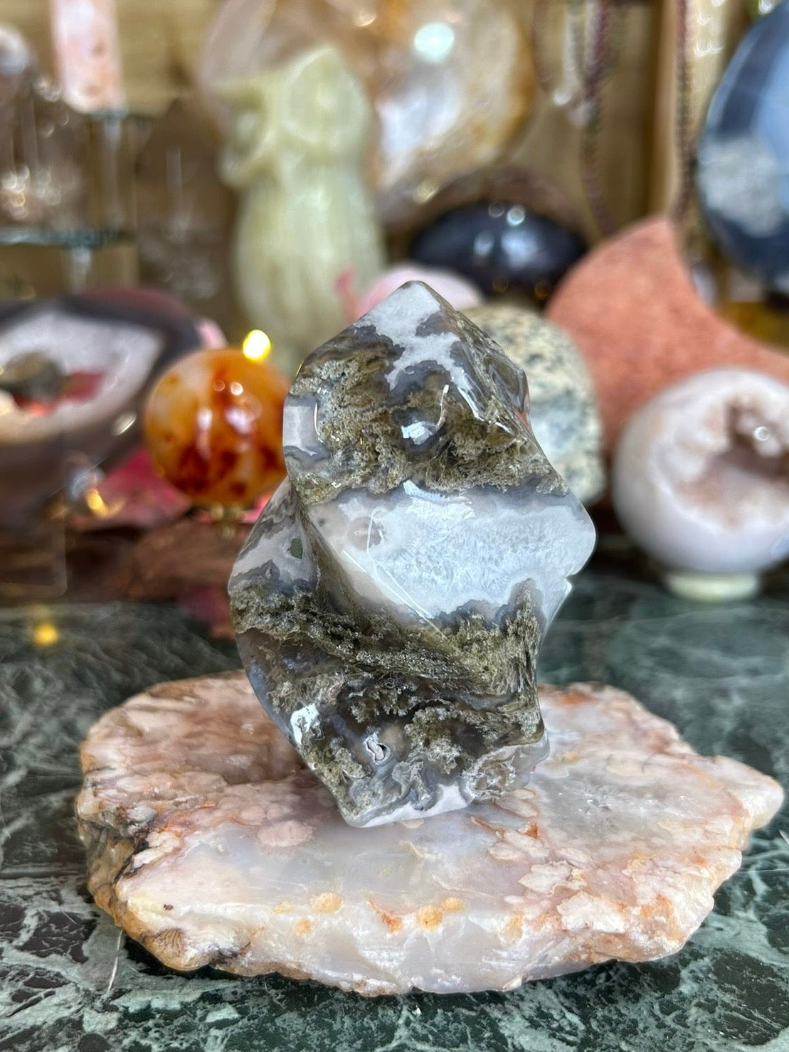 Moss agate flame