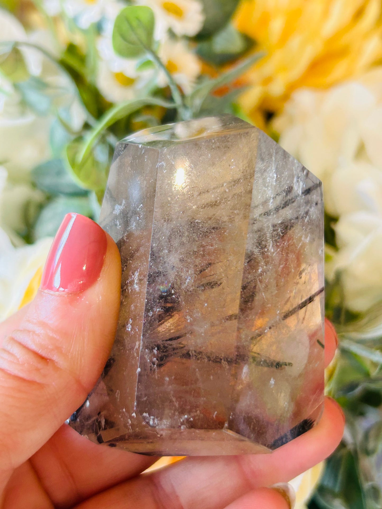 Smoky quartz with black tourmaline Freeform