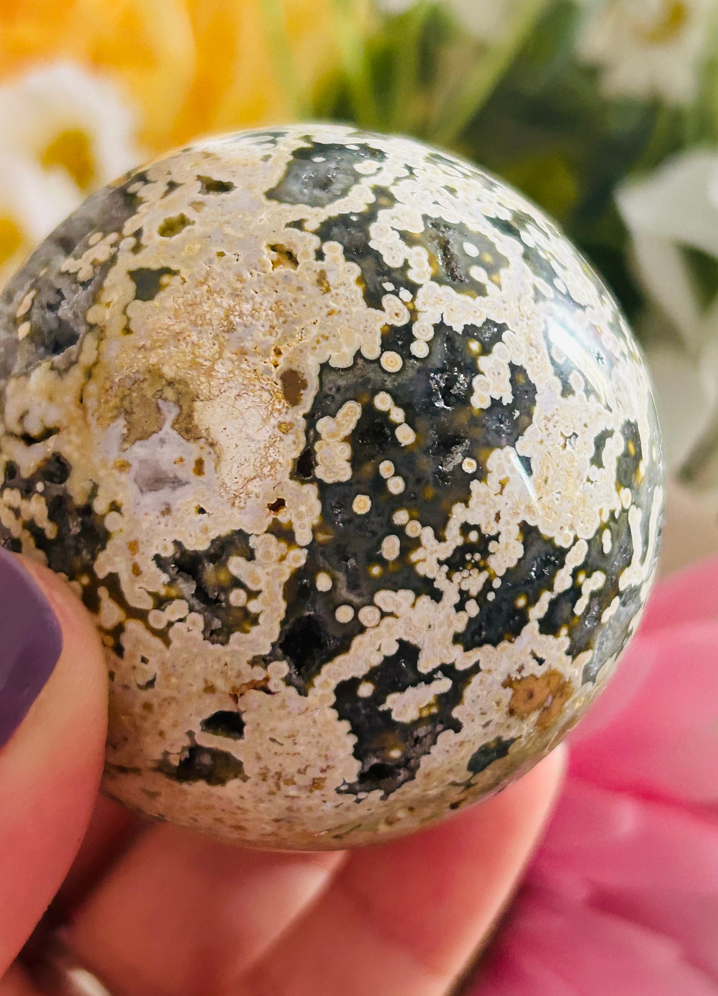 Ocean jasper druzy sphere