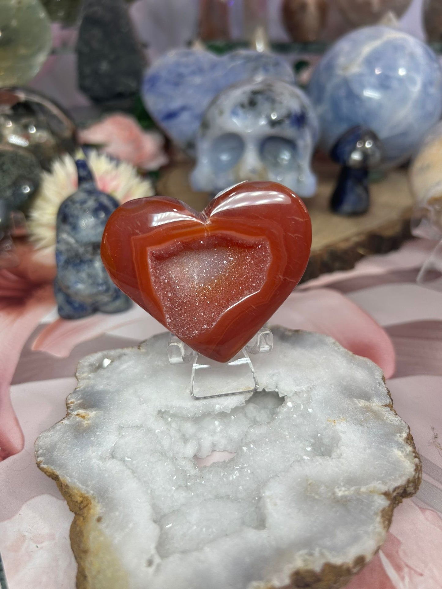 Carnelian druzy heart