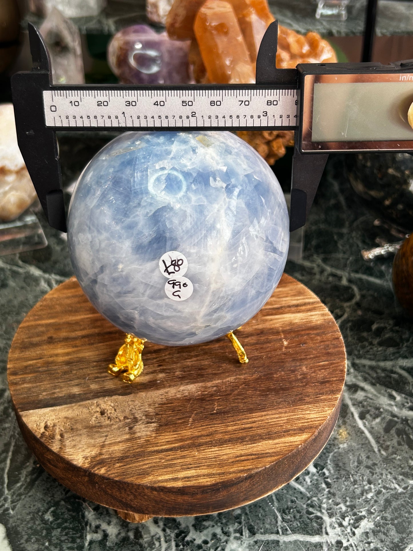 Blue celestite sphere