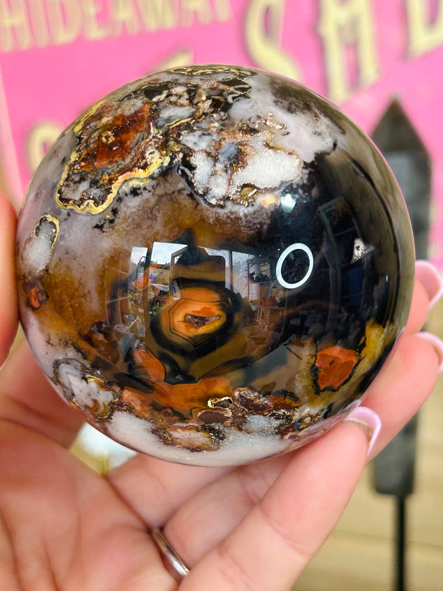 Sardonyx with flower agate sphere