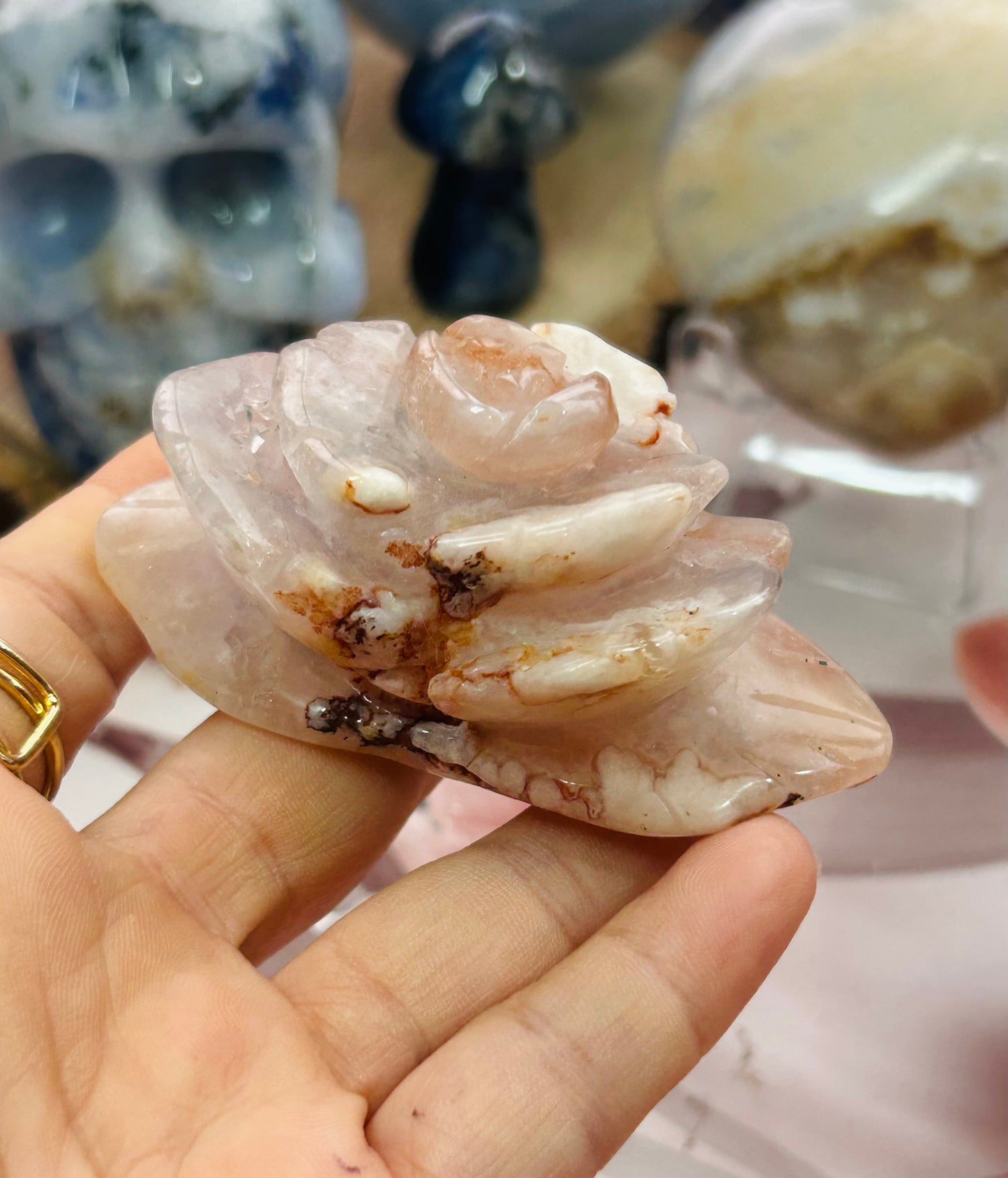 Flower agate with amethyst flower