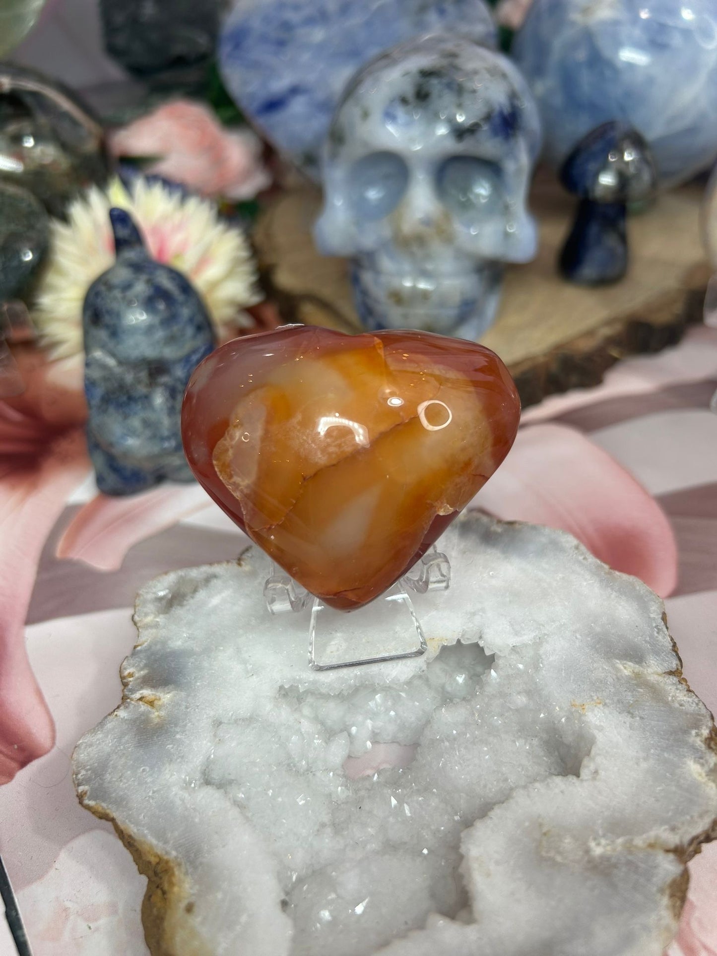 Carnelian druzy heart