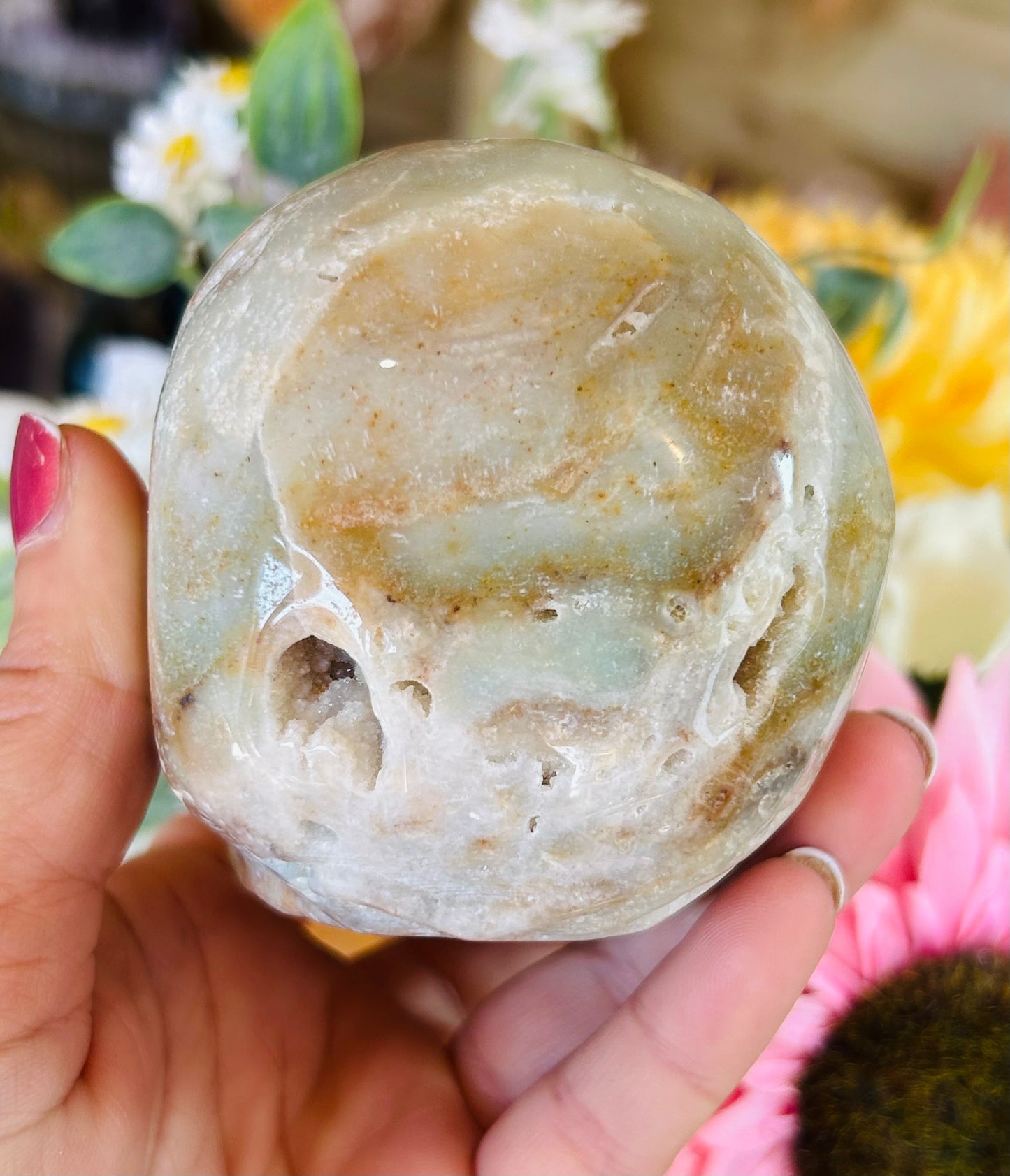 Caribbean calcite druzy skull