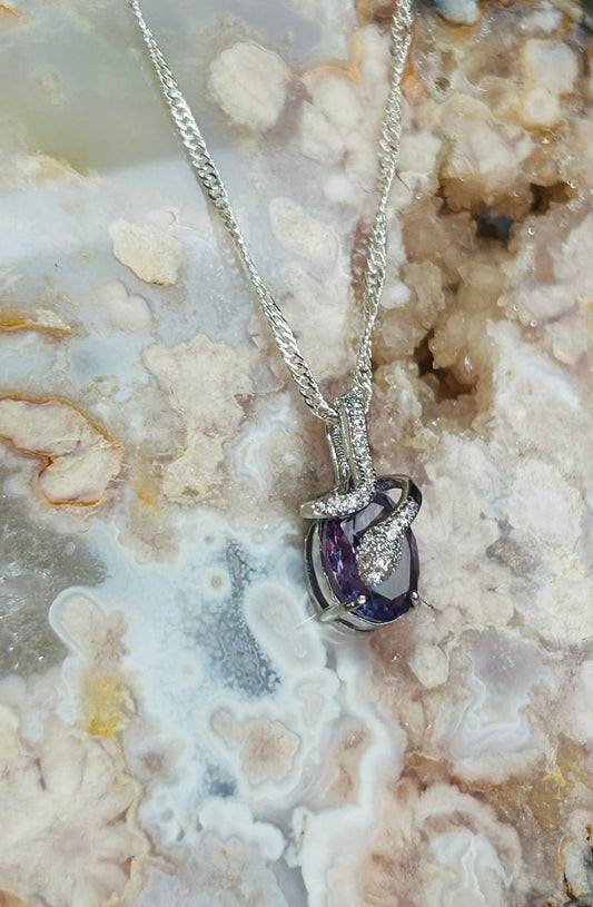 Amethyst snake pendant on s925 20” chain