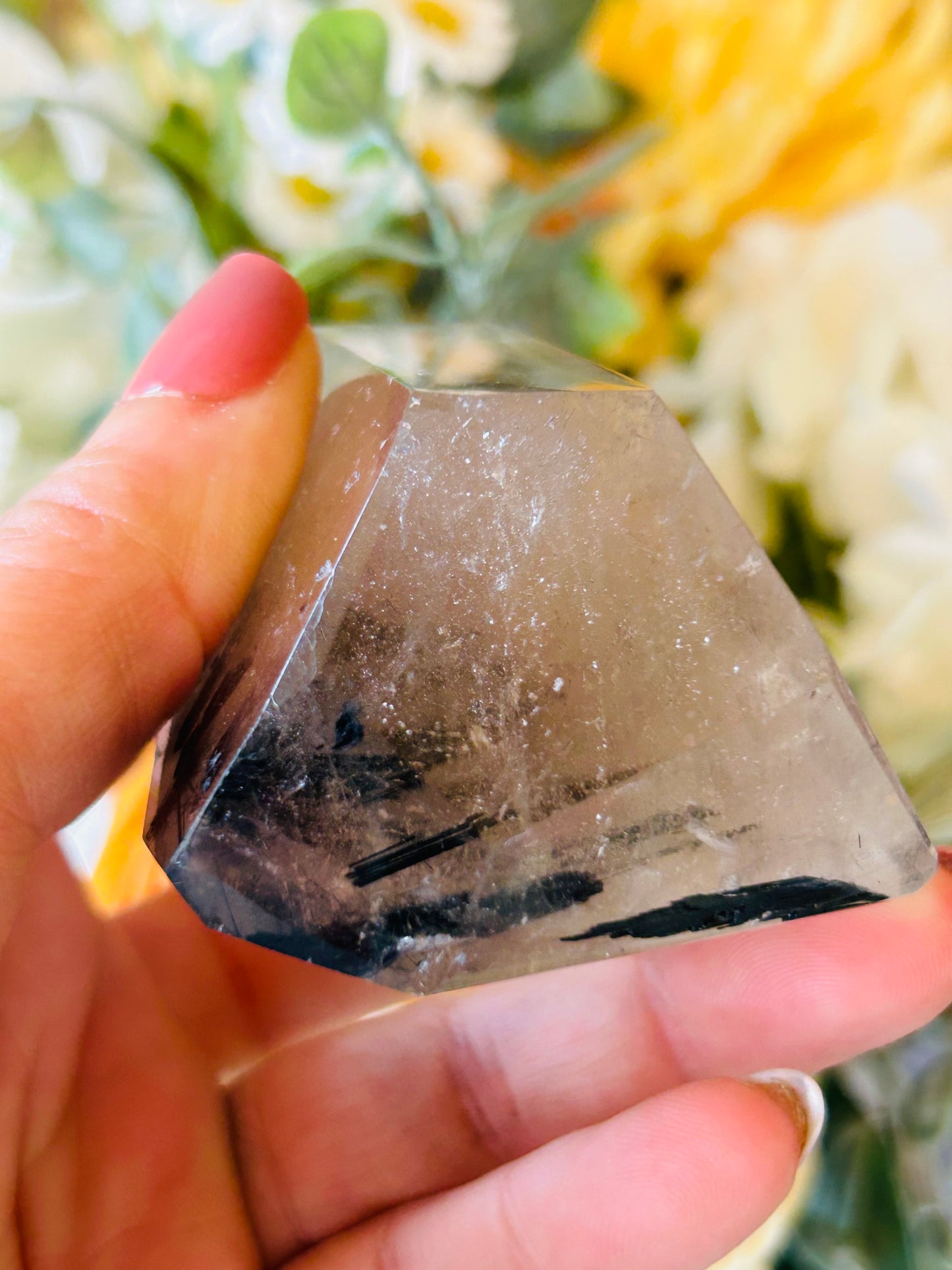 Smoky quartz with black tourmaline Freeform