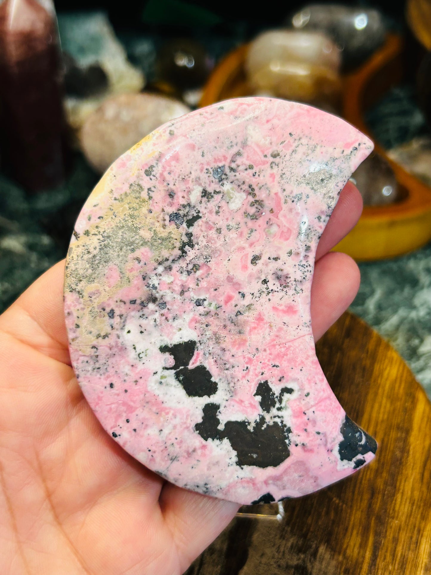 Peruvian Rhodonite moon - no stand