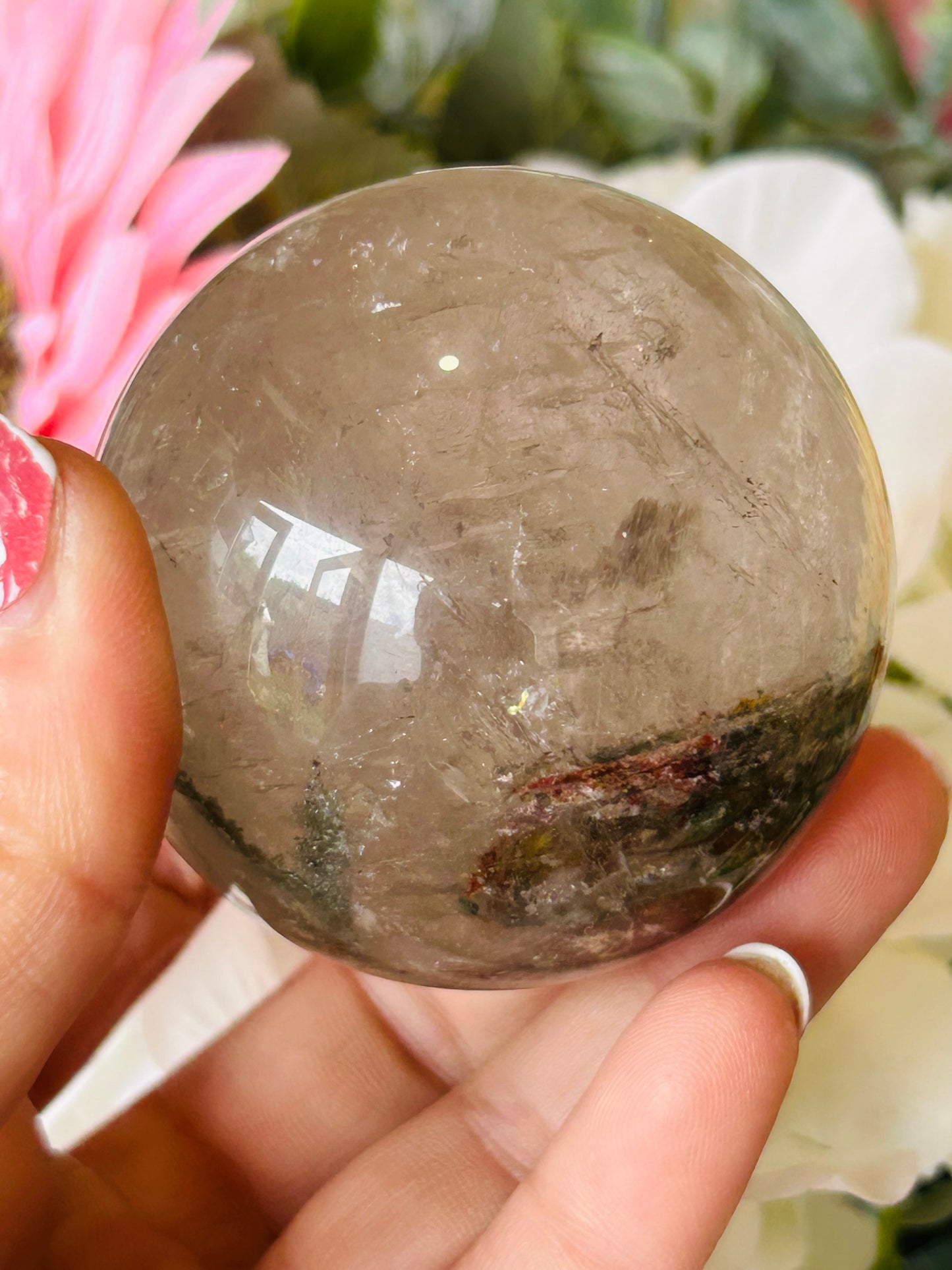 Garden quartz sphere