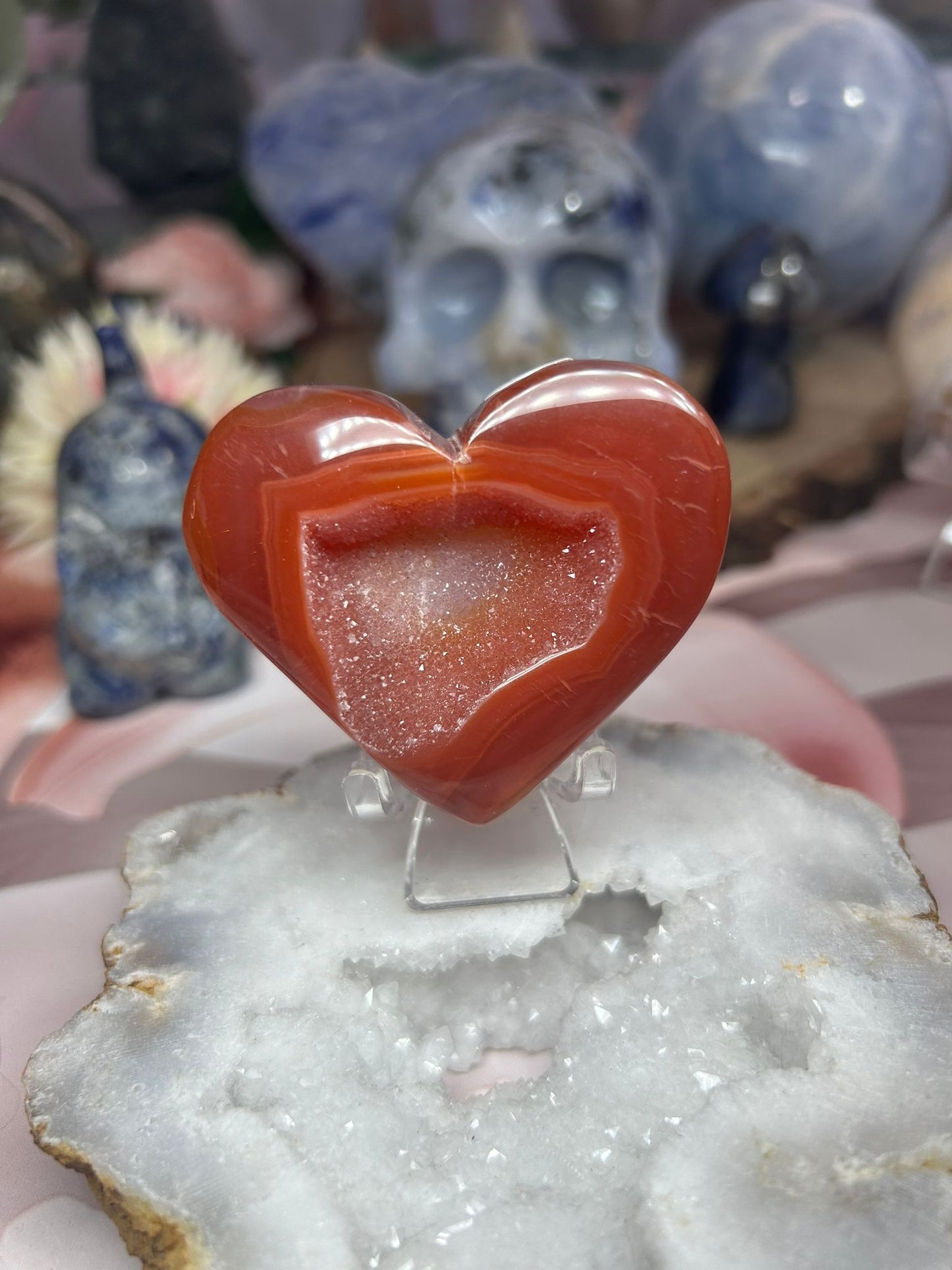 Carnelian druzy heart