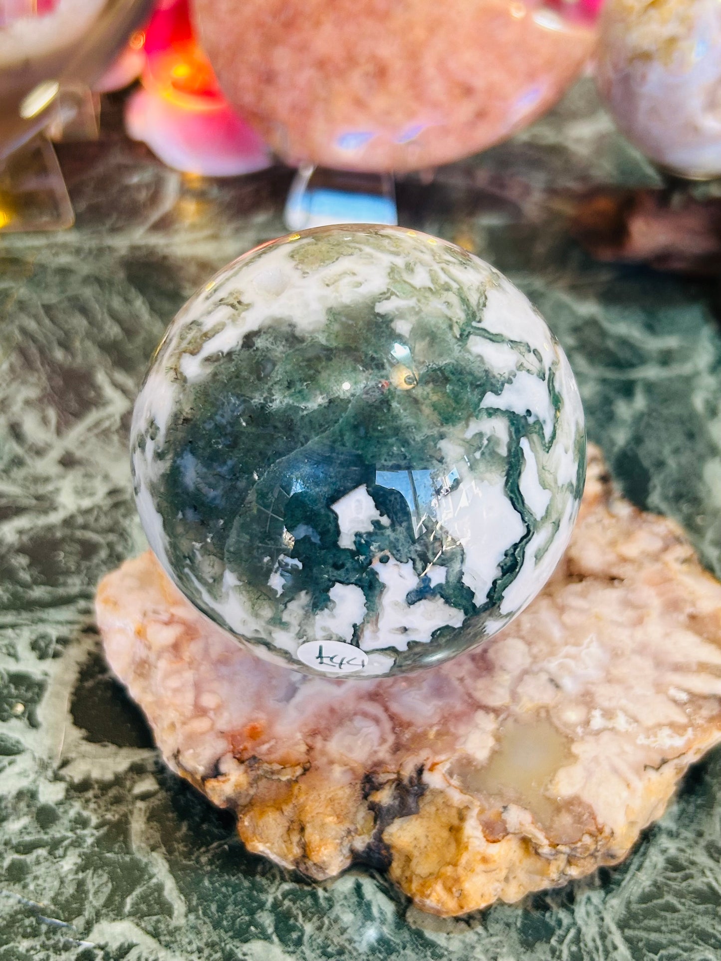 Moss agate sphere