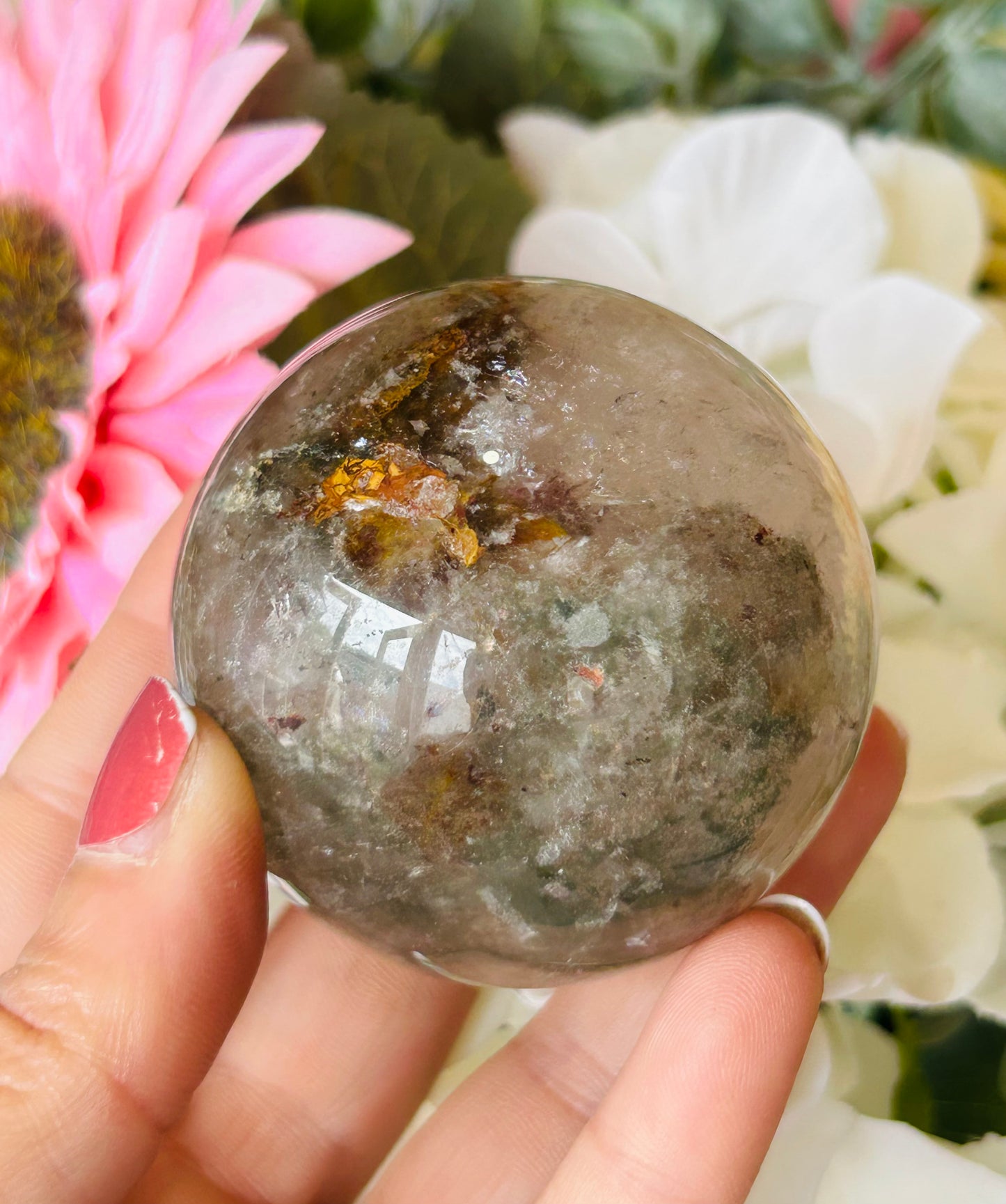 Garden quartz sphere