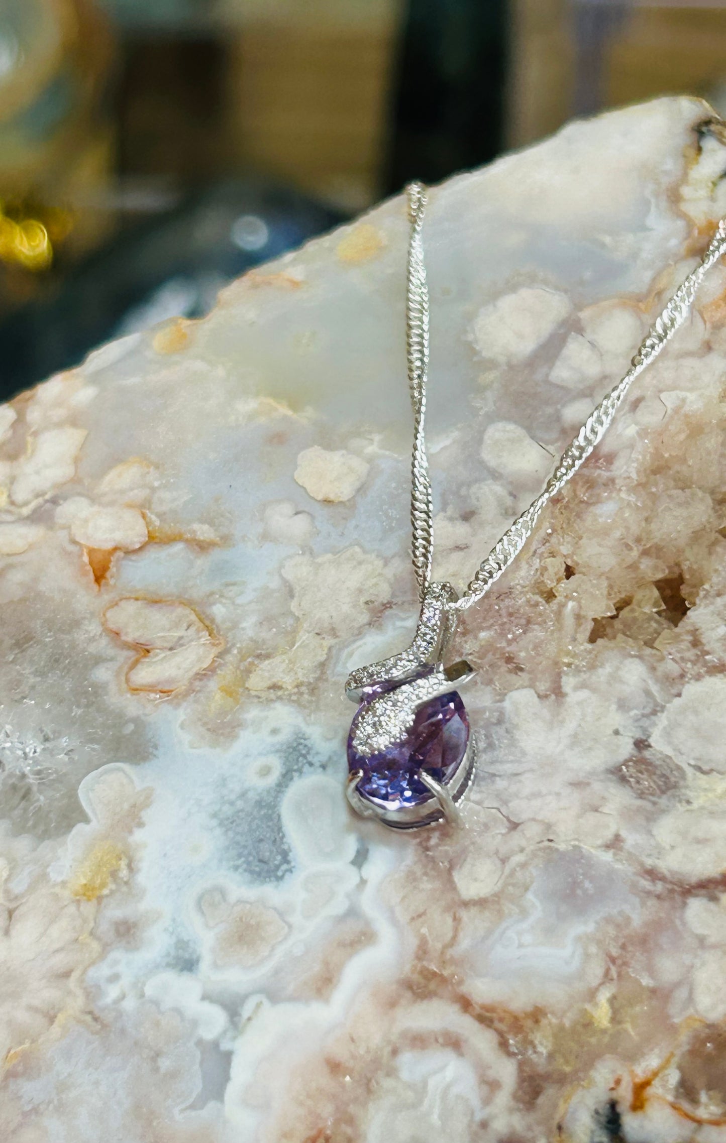Amethyst snake pendant on s925 20” chain