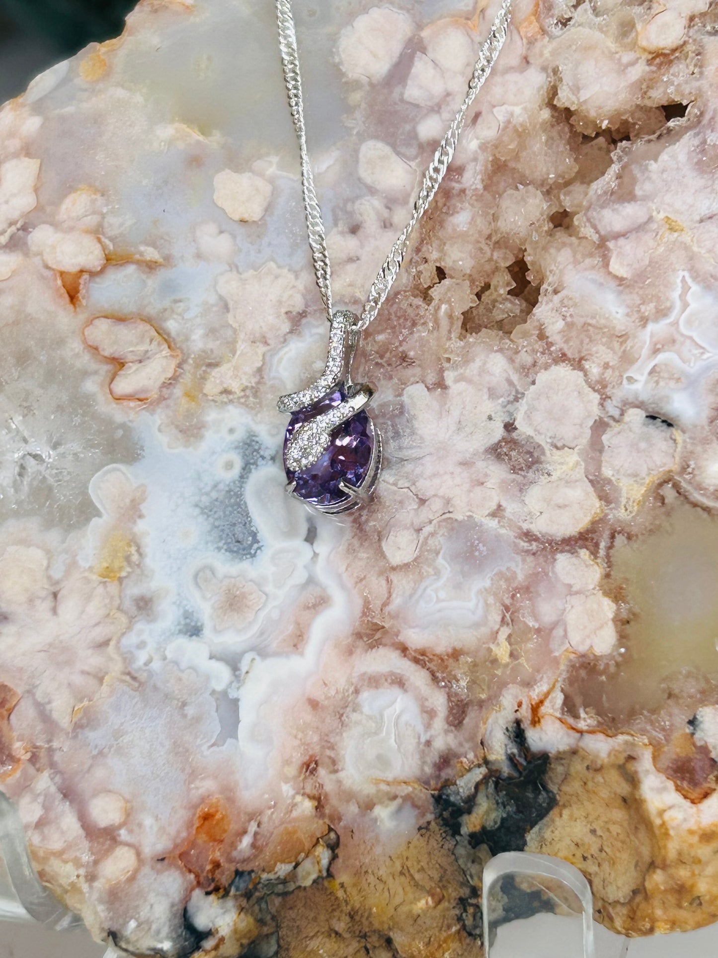 Amethyst snake pendant on s925 20” chain
