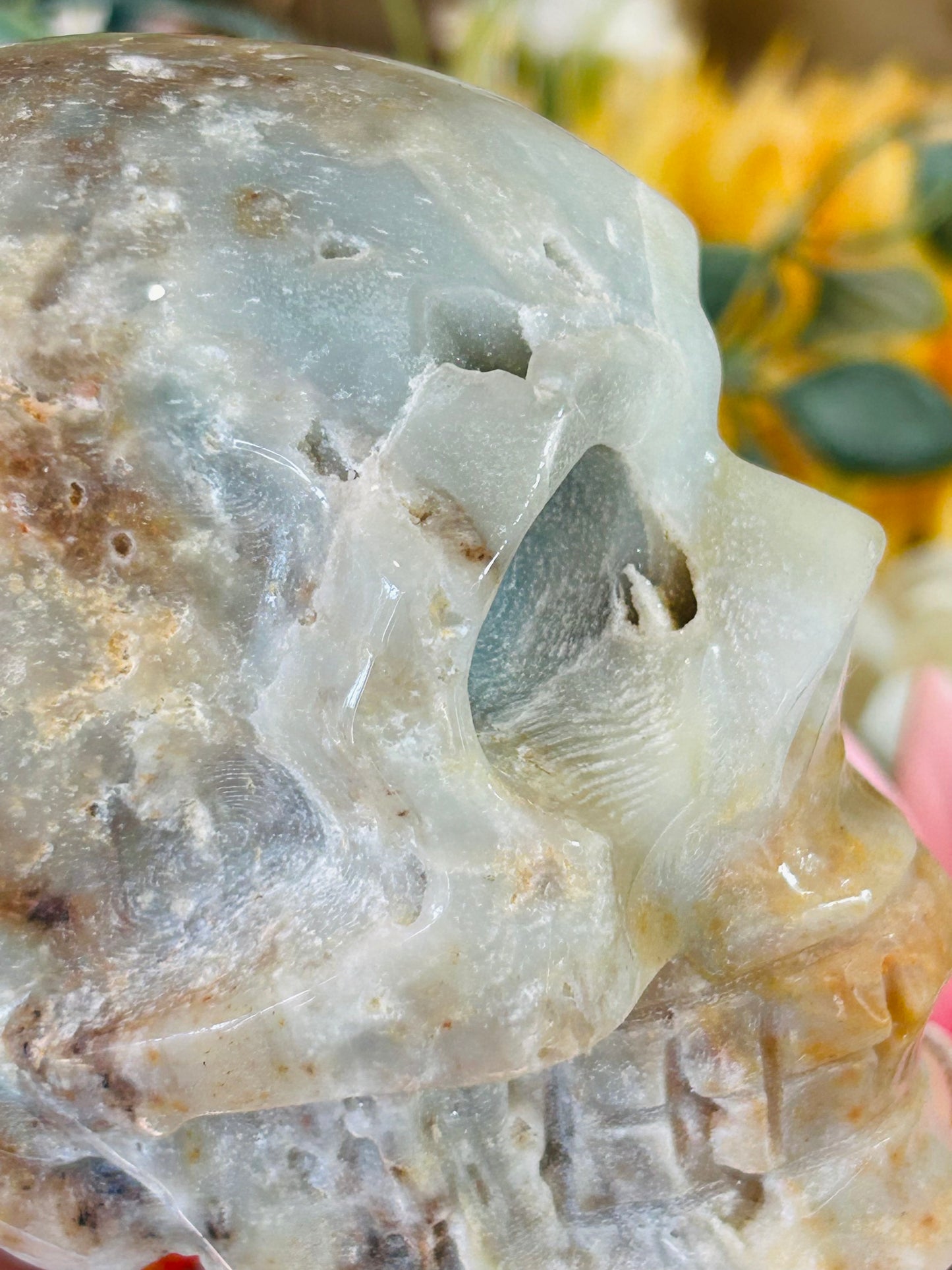 Caribbean calcite druzy skull