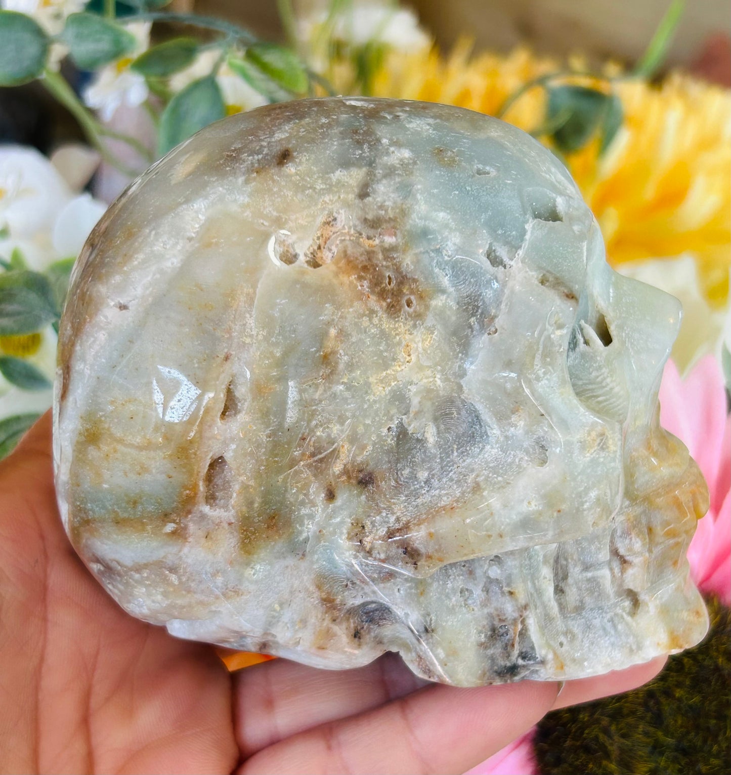 Caribbean calcite druzy skull