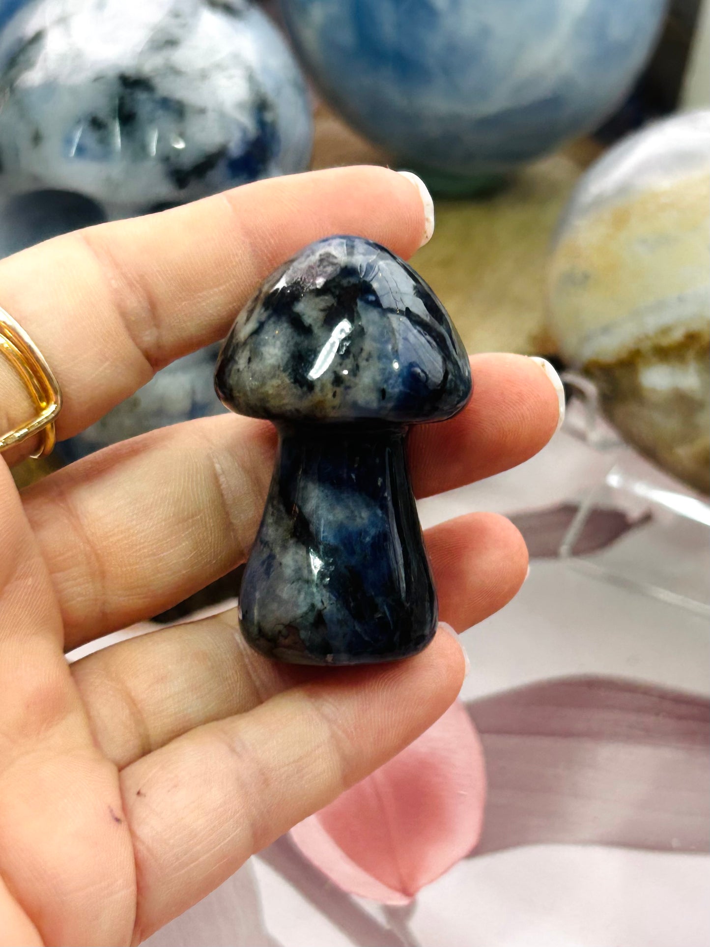Sodalite mushroom with uv
