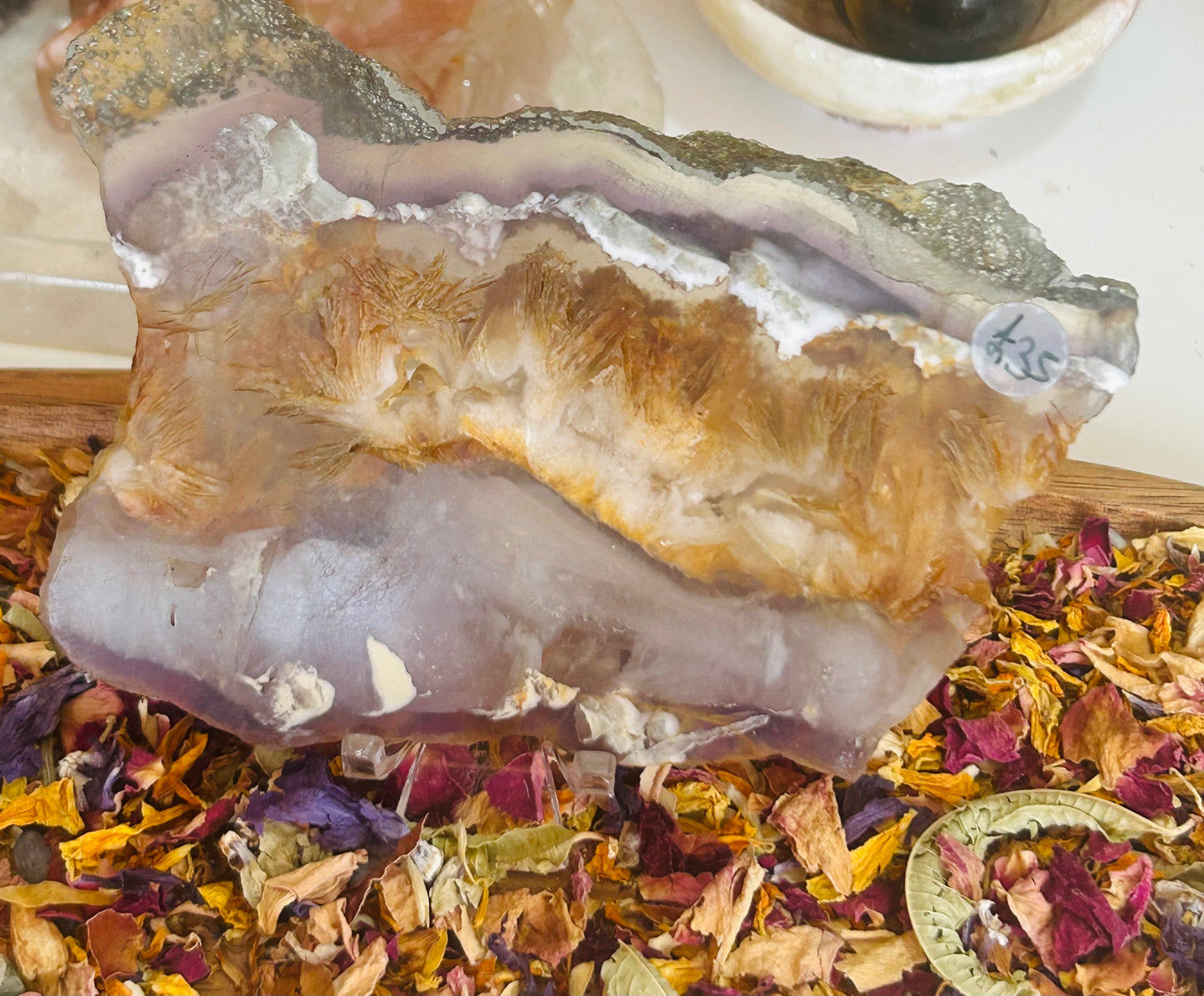 Fluorite with pyrite slab