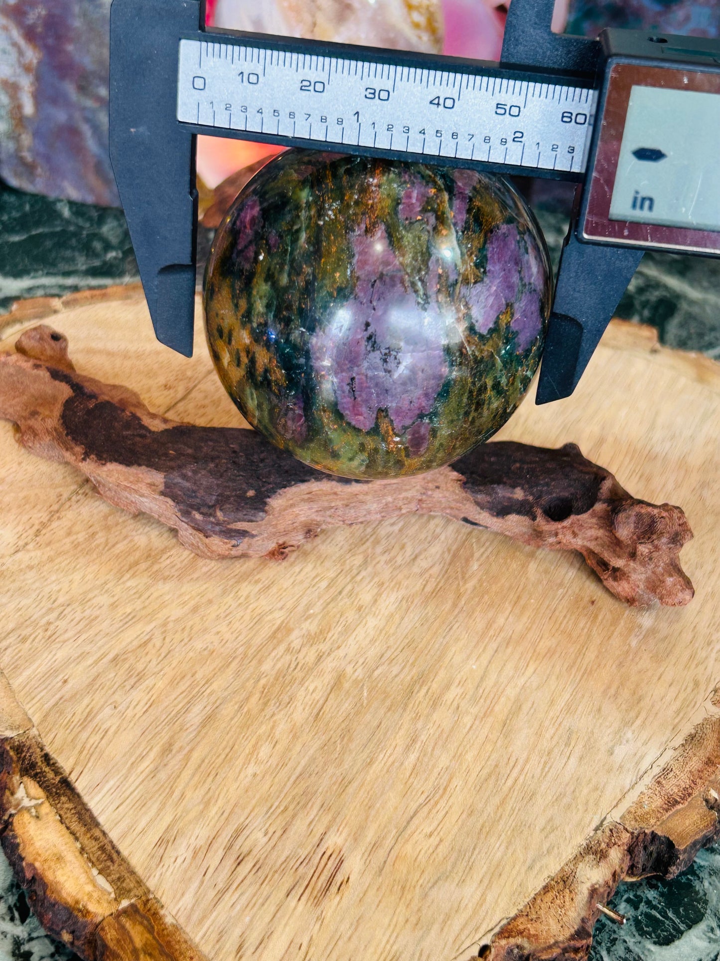 Ruby in fuchsite sphere