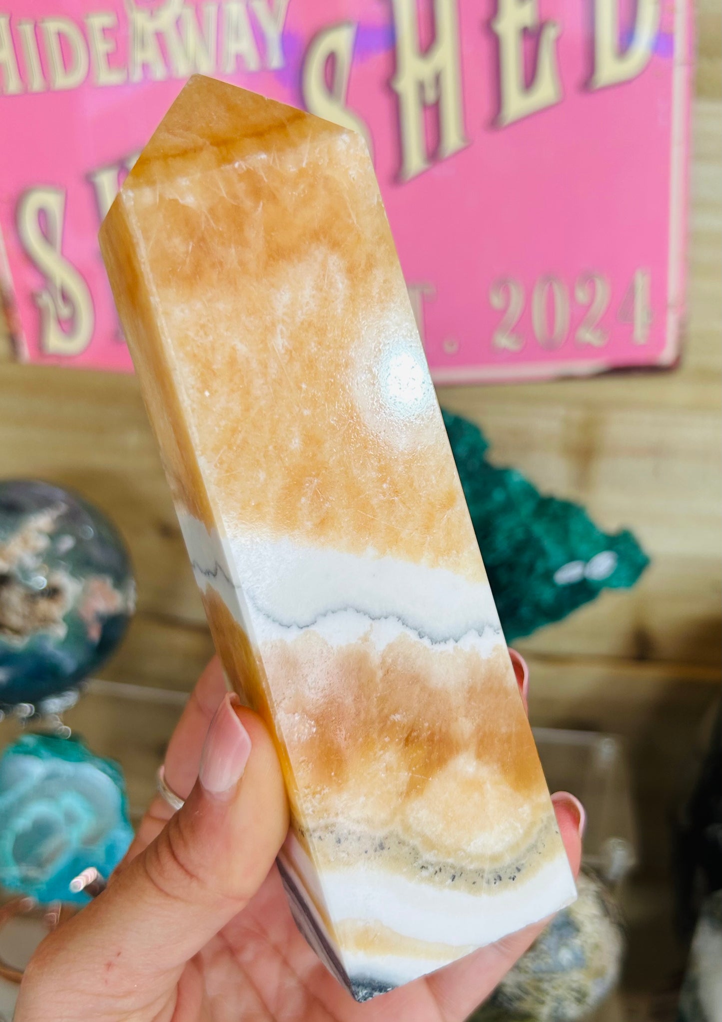 Orange calcite tower