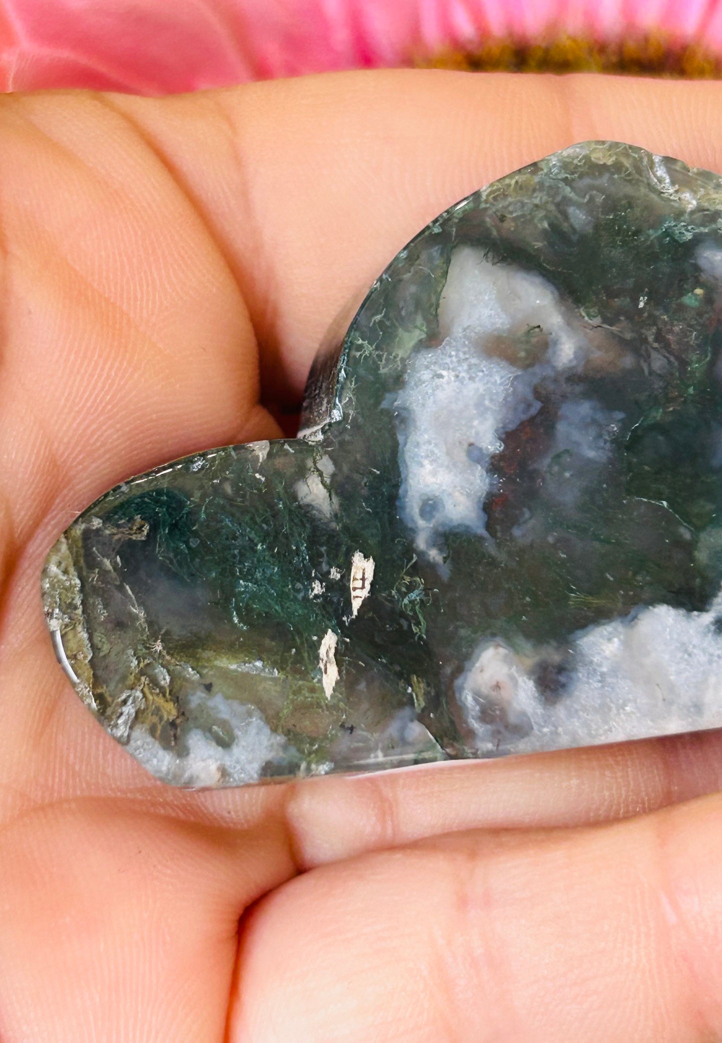 Red moss agate cloud with druzy