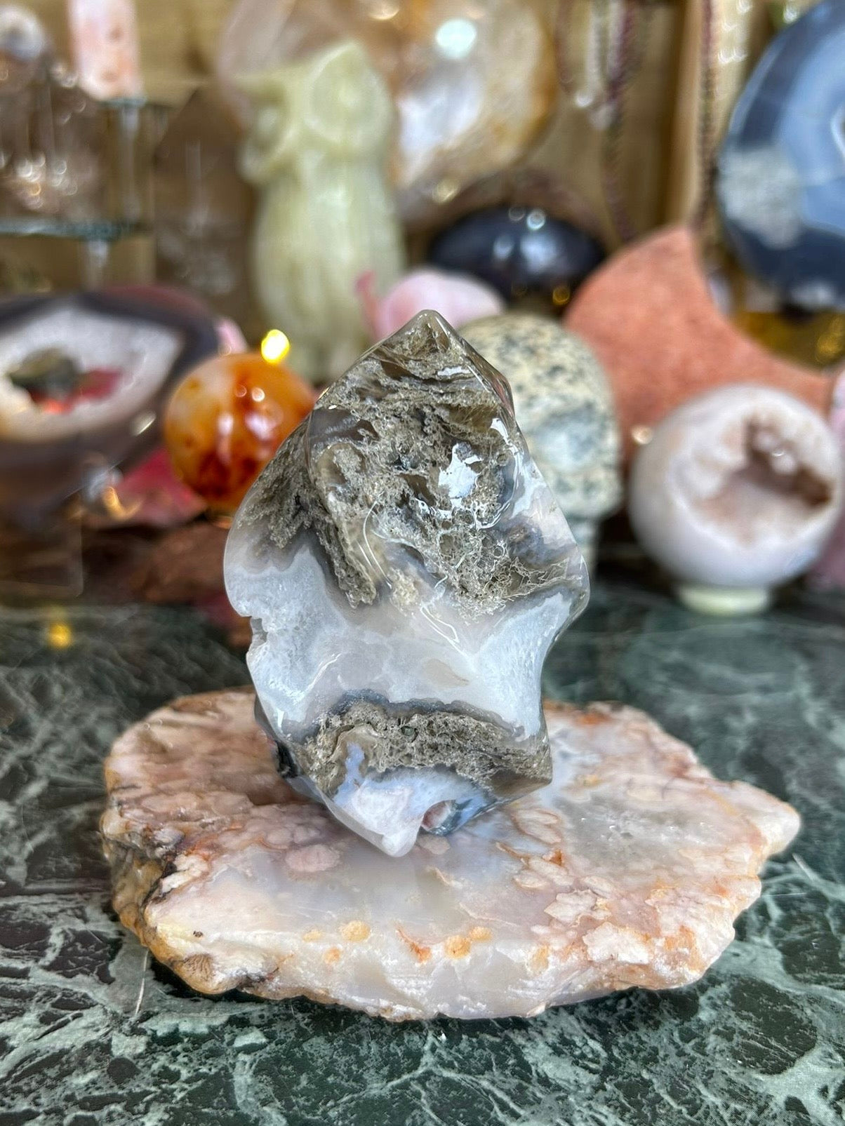 Moss agate flame
