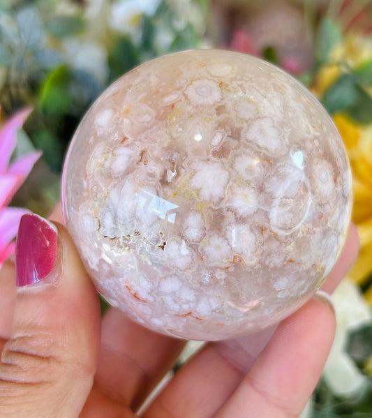 Flower agate sphere
