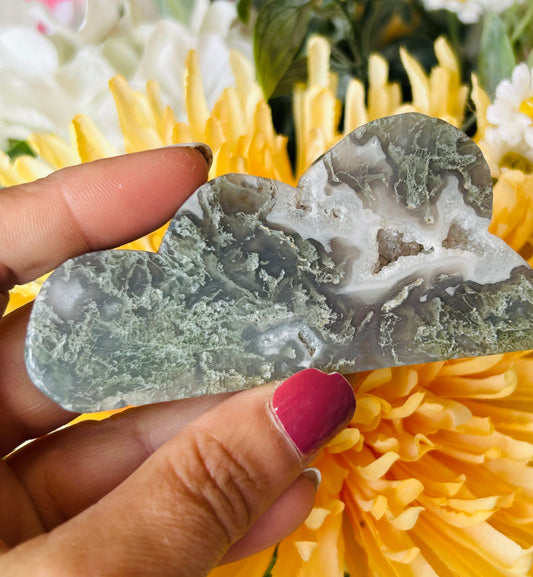 Druzy moss agate cloud