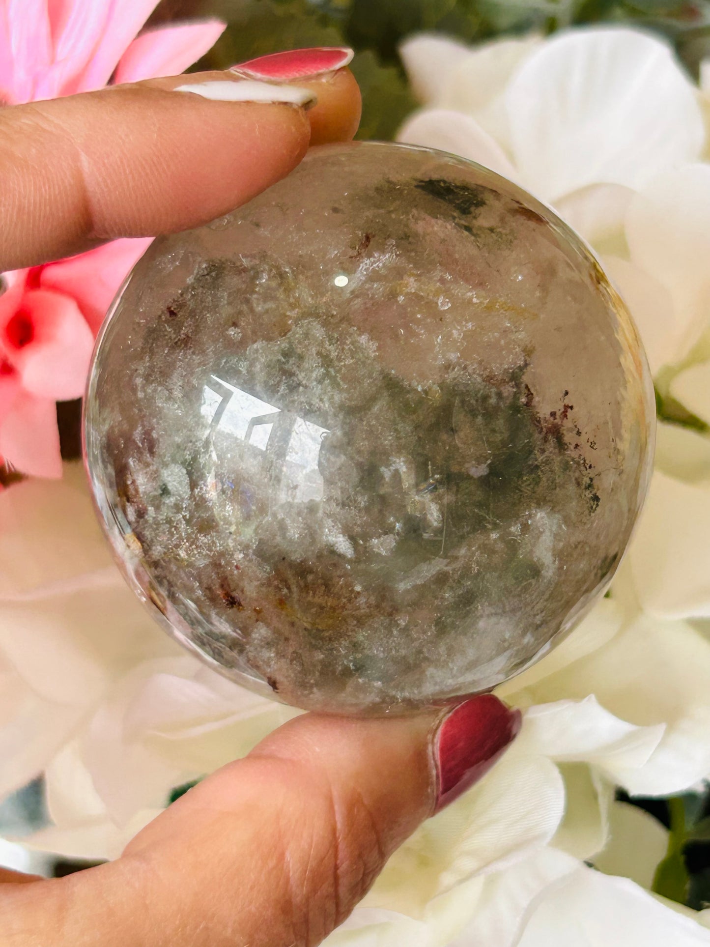 Garden quartz sphere