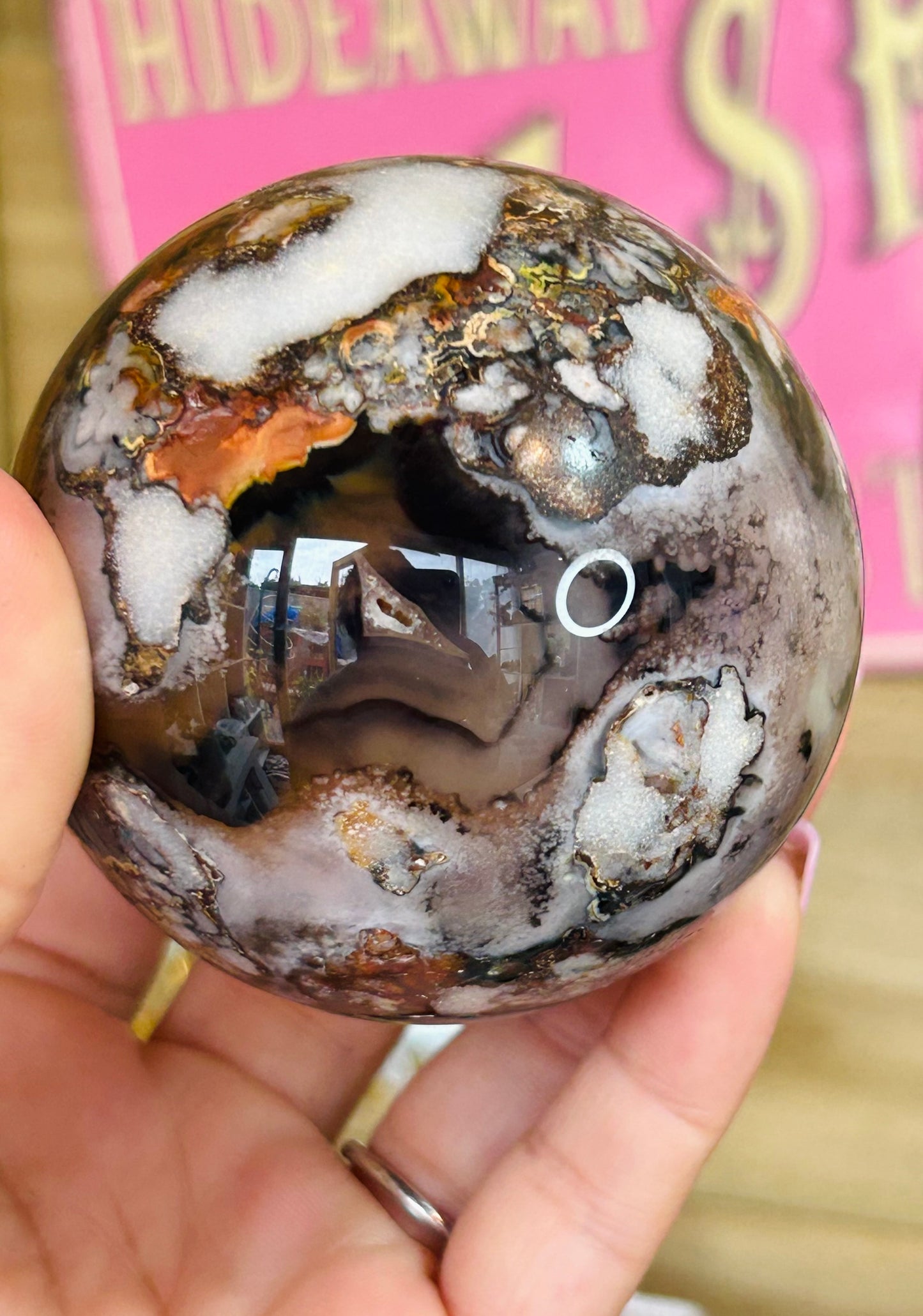 Sardonyx with flower agate sphere