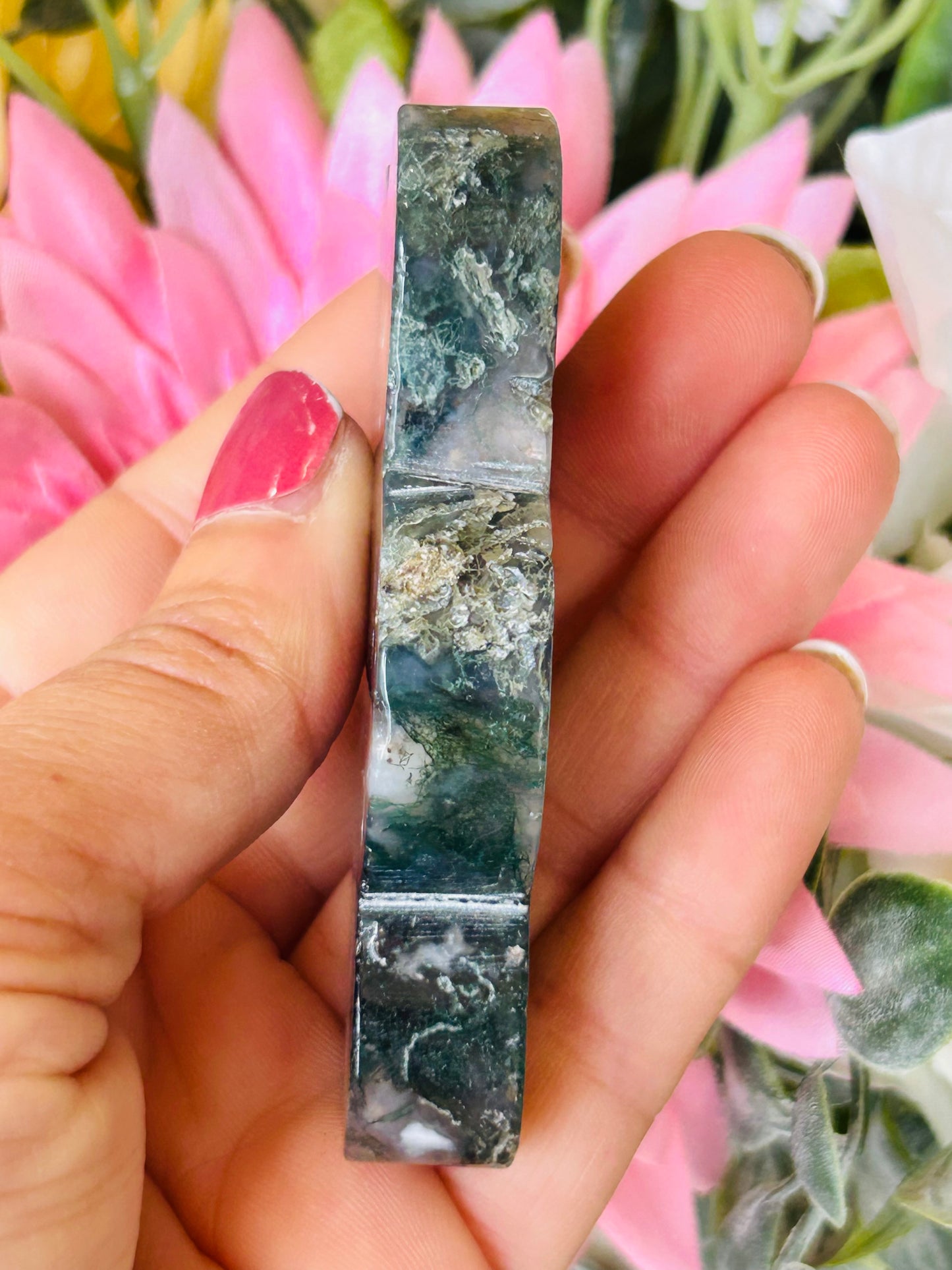 Red moss agate cloud with druzy