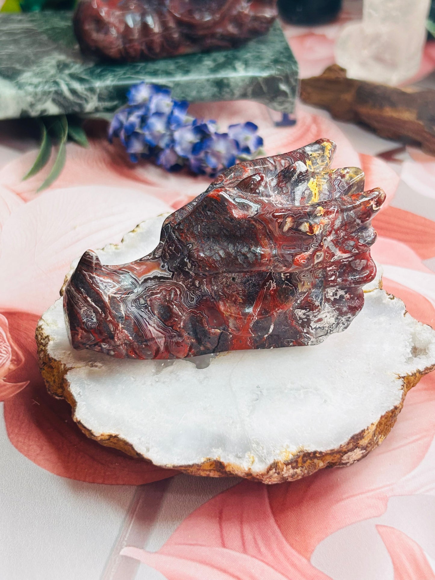 Mexican lace agate dragon head
