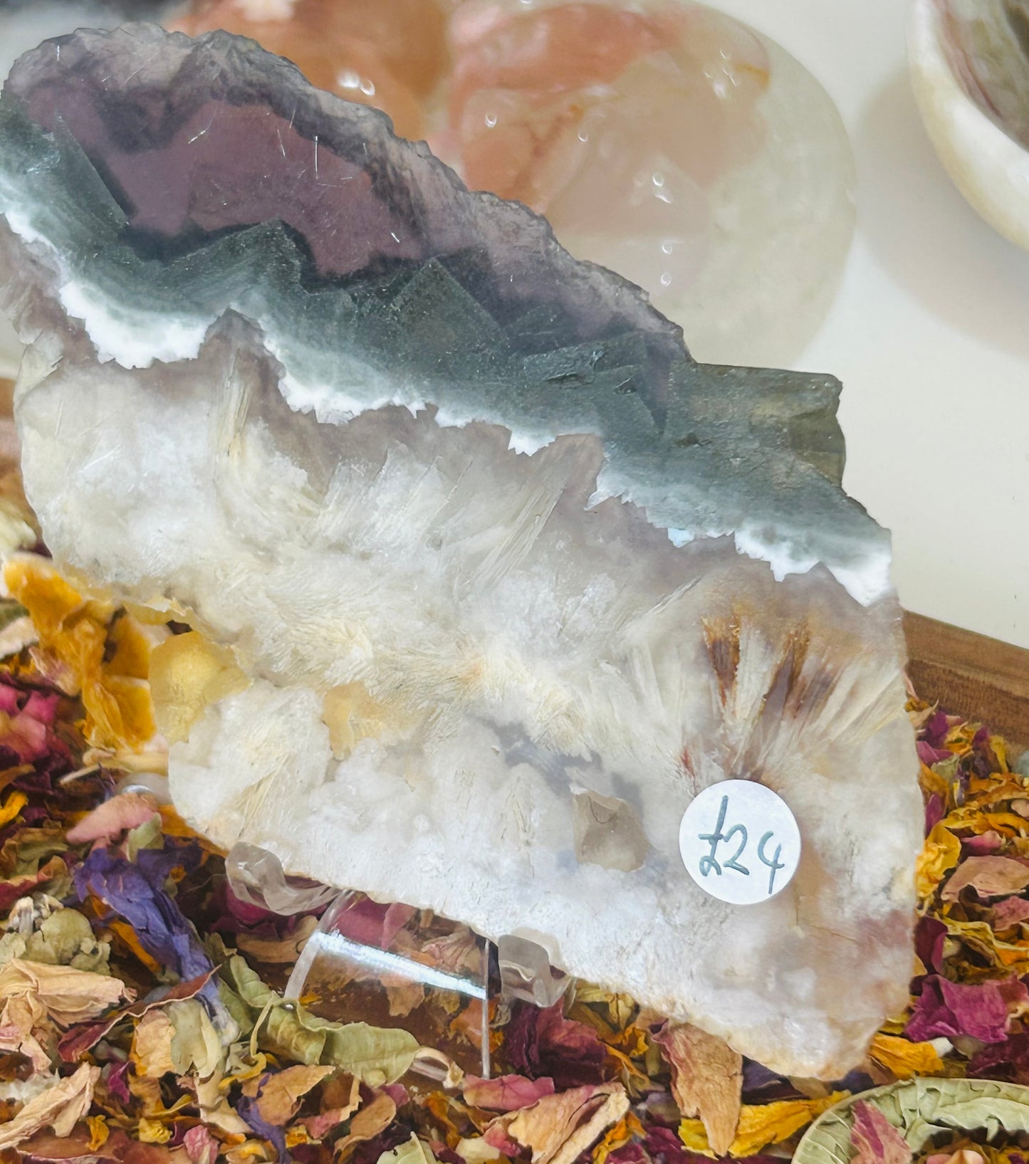 Rutile fluorite with pyrite slab